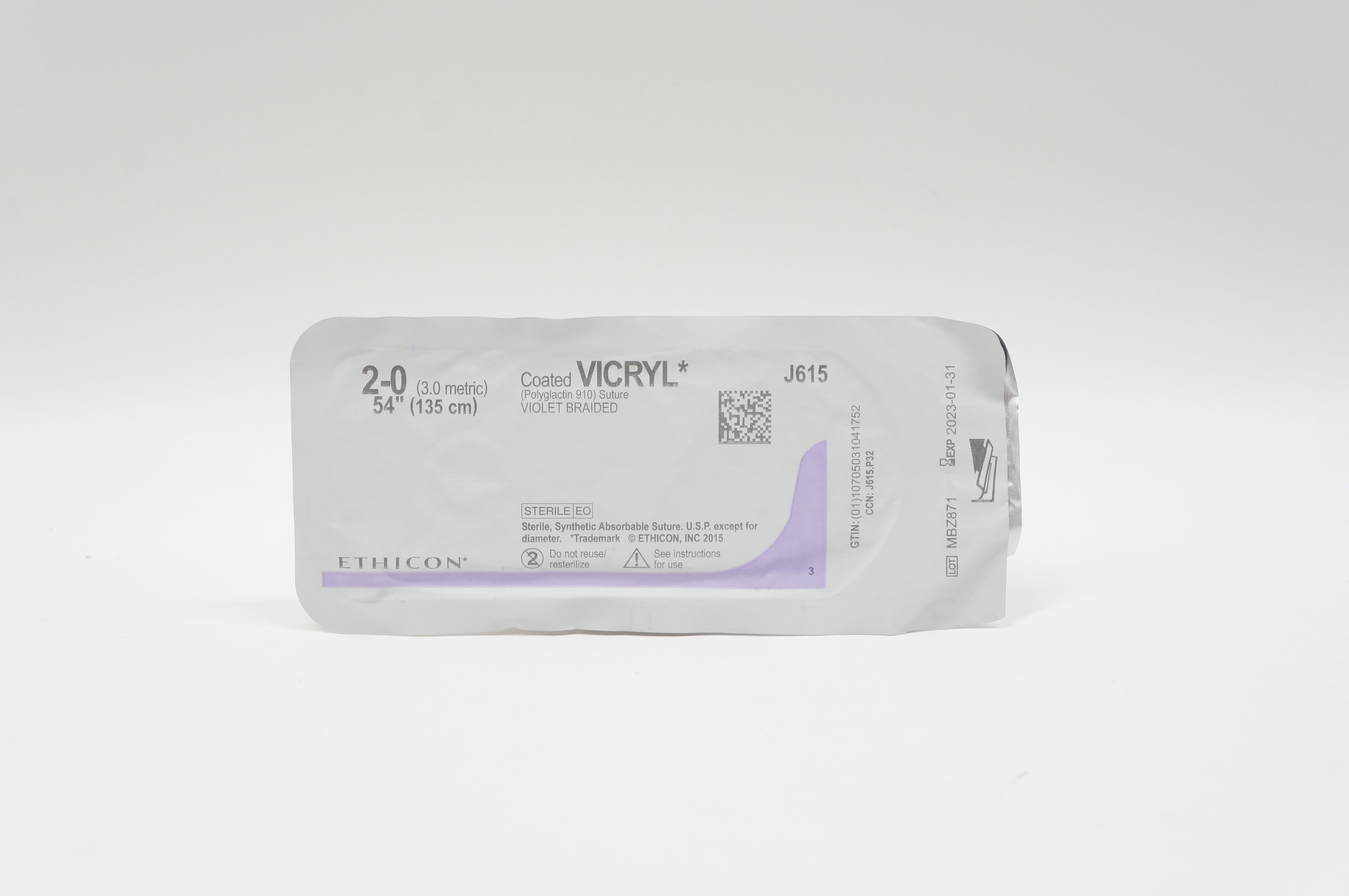 Ethicon J615 2-0 VICRYL, Violet Braided, 54inch