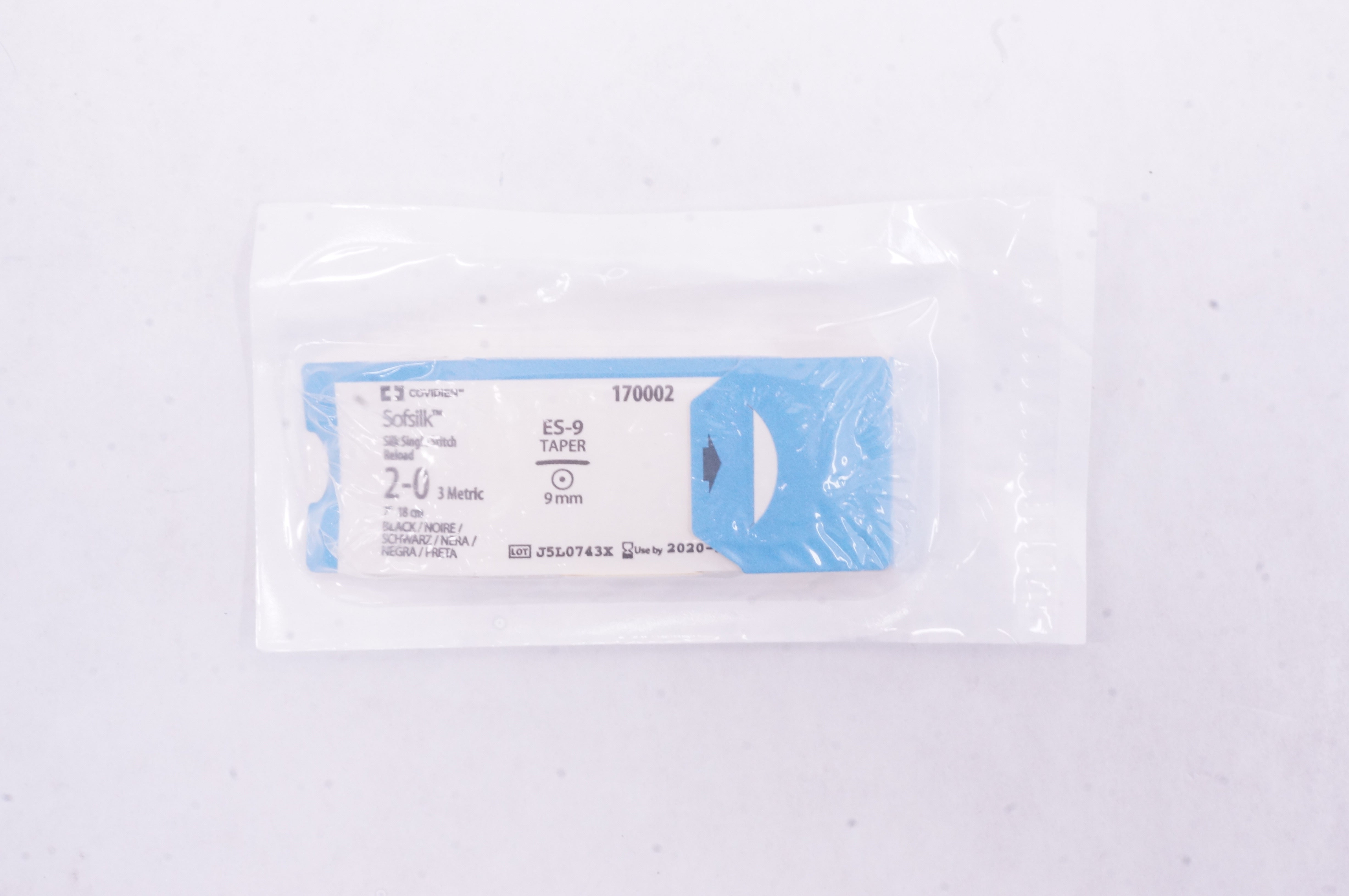 Covidien 170002 2-0 Sofsilk Silk Single Stitch Reload, ES-9 Taper 9mm 7 inch (x)