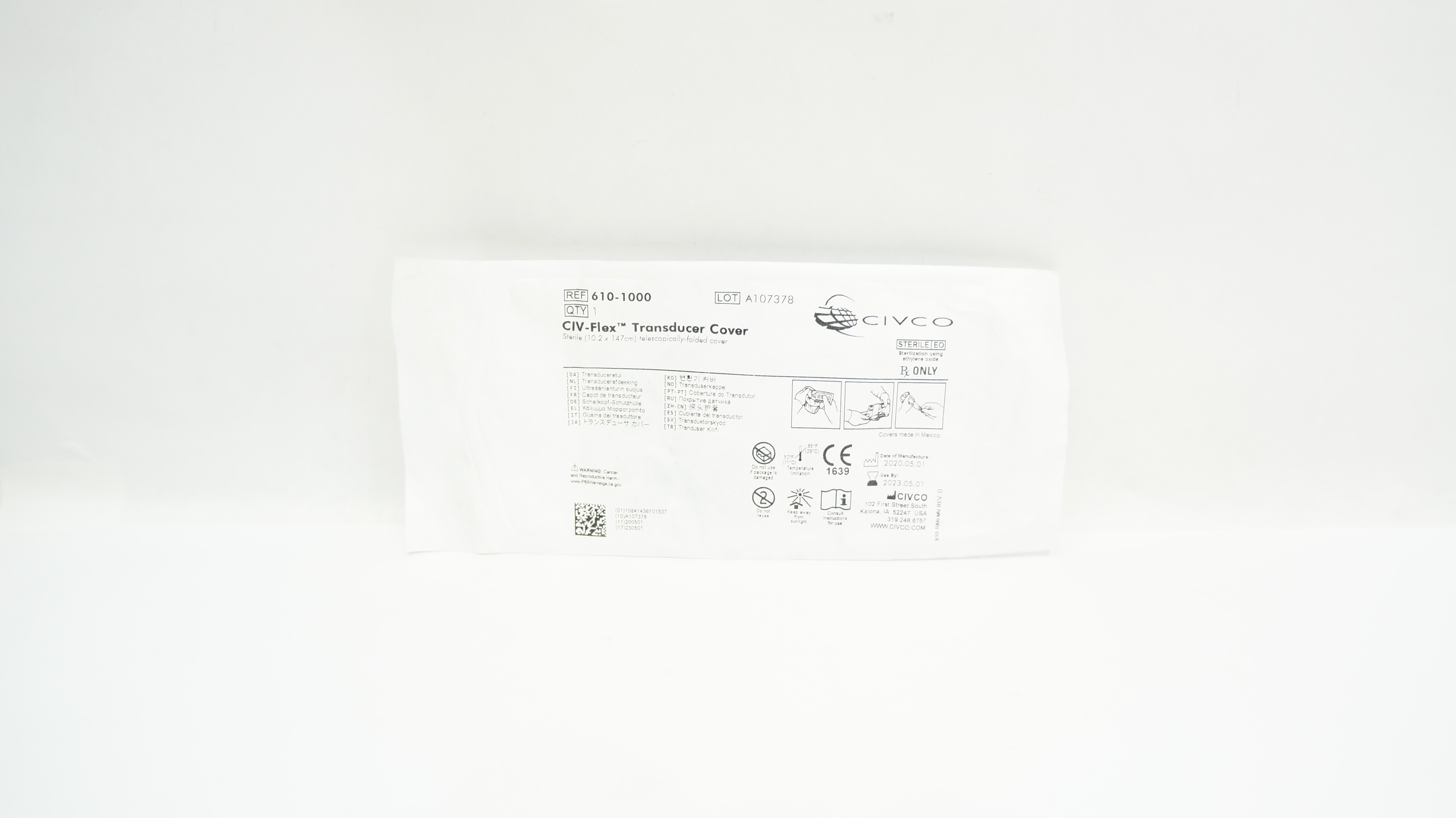 Civco 610-1000 CIV-Flex Transducer Telescopically-Folded Cover 10.2 x 147cm (x)