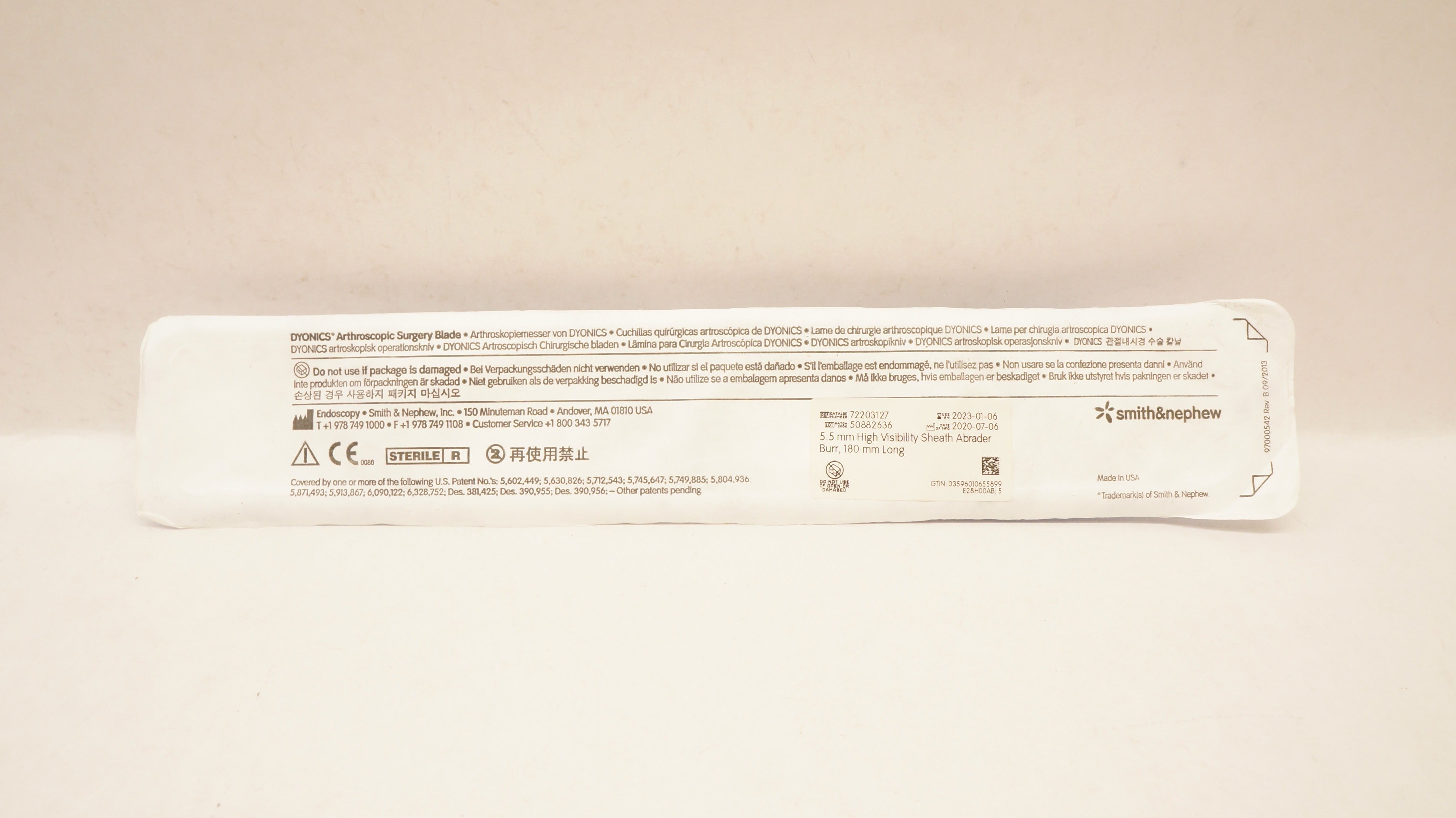 Smith&Nephew 72203127 5.5mm High Visibility Sheath Abrader Burr 180mm Long (x)