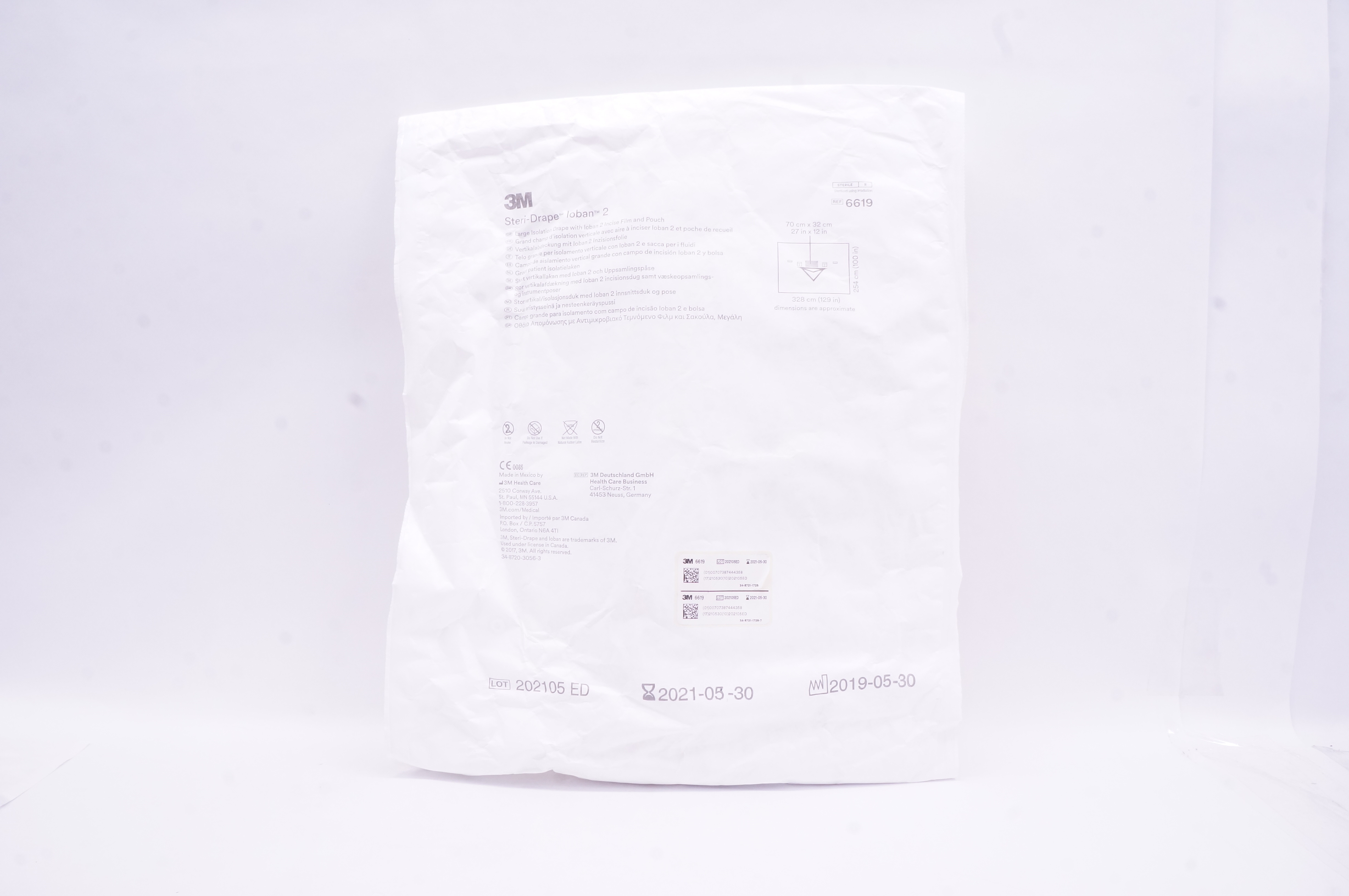 3M 6619 Steri-Drape Ioban 2 Large Isolation Drape 27 inch x 12 inch (x)