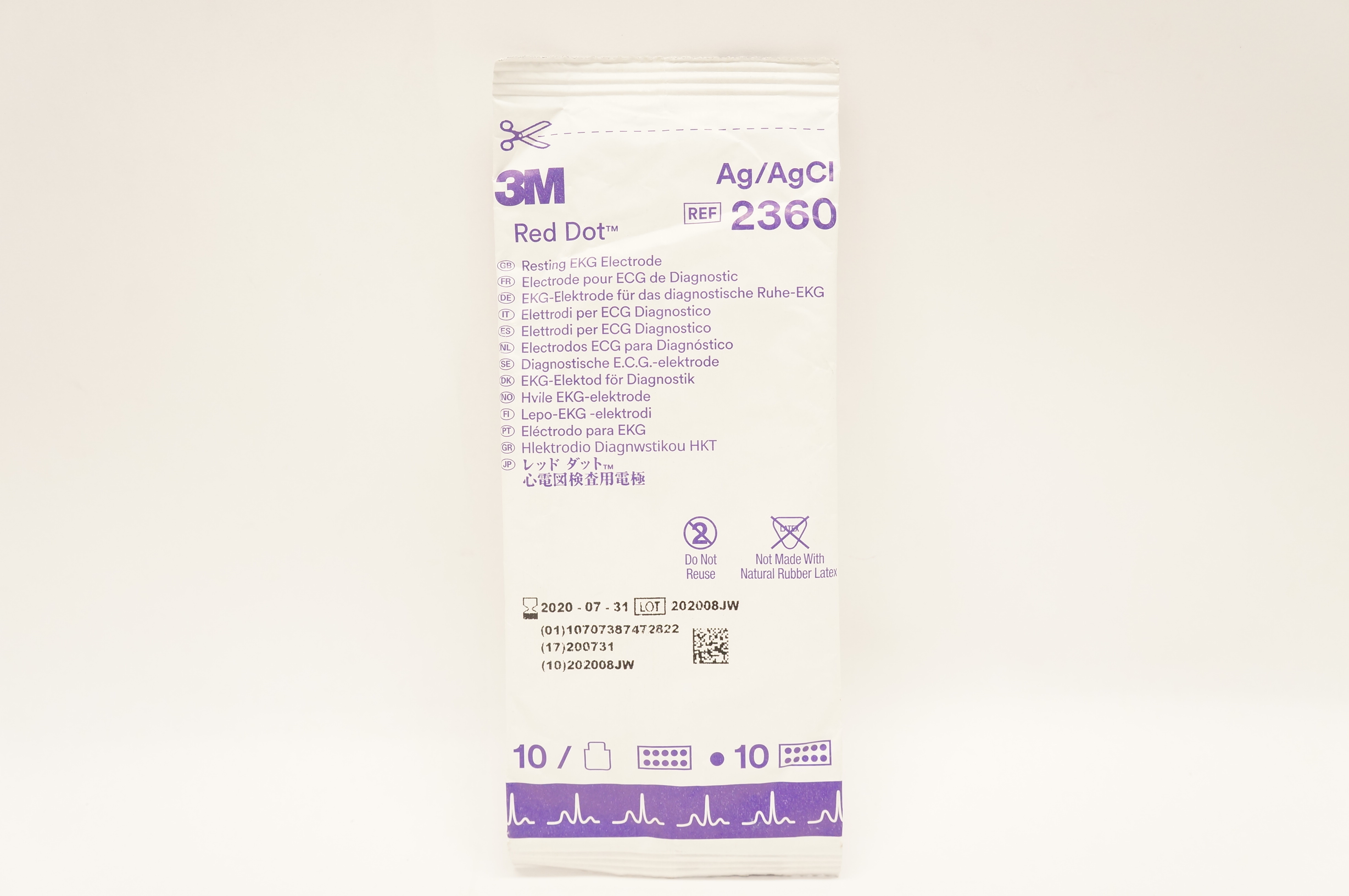 3M 2360 Red Dot Ag/AgCl Resting EKG Electrode (x) - Box of 10