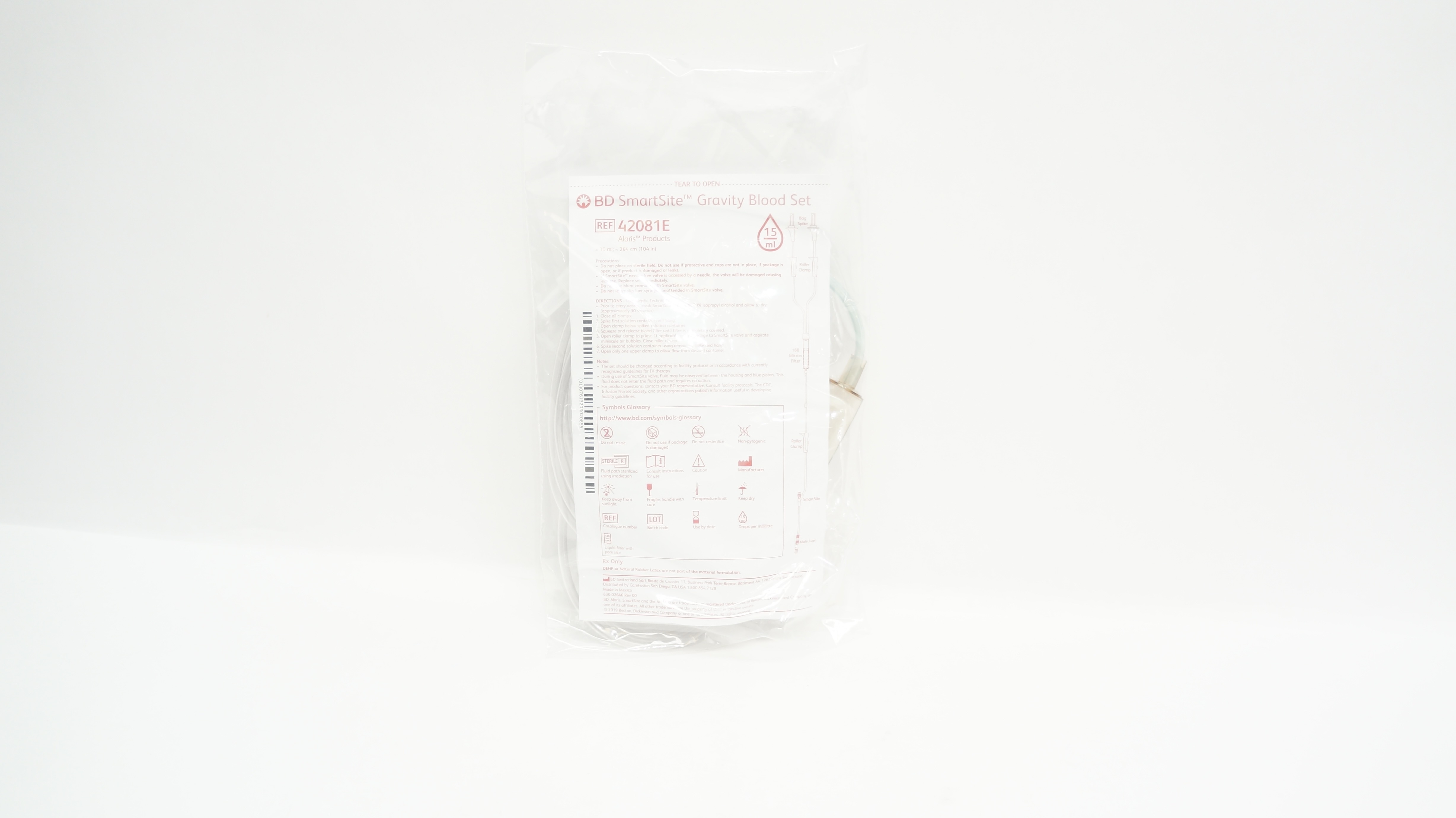 BD 42081E SmartSite Blood Set, 15Drops 30ml x 104inch (x)