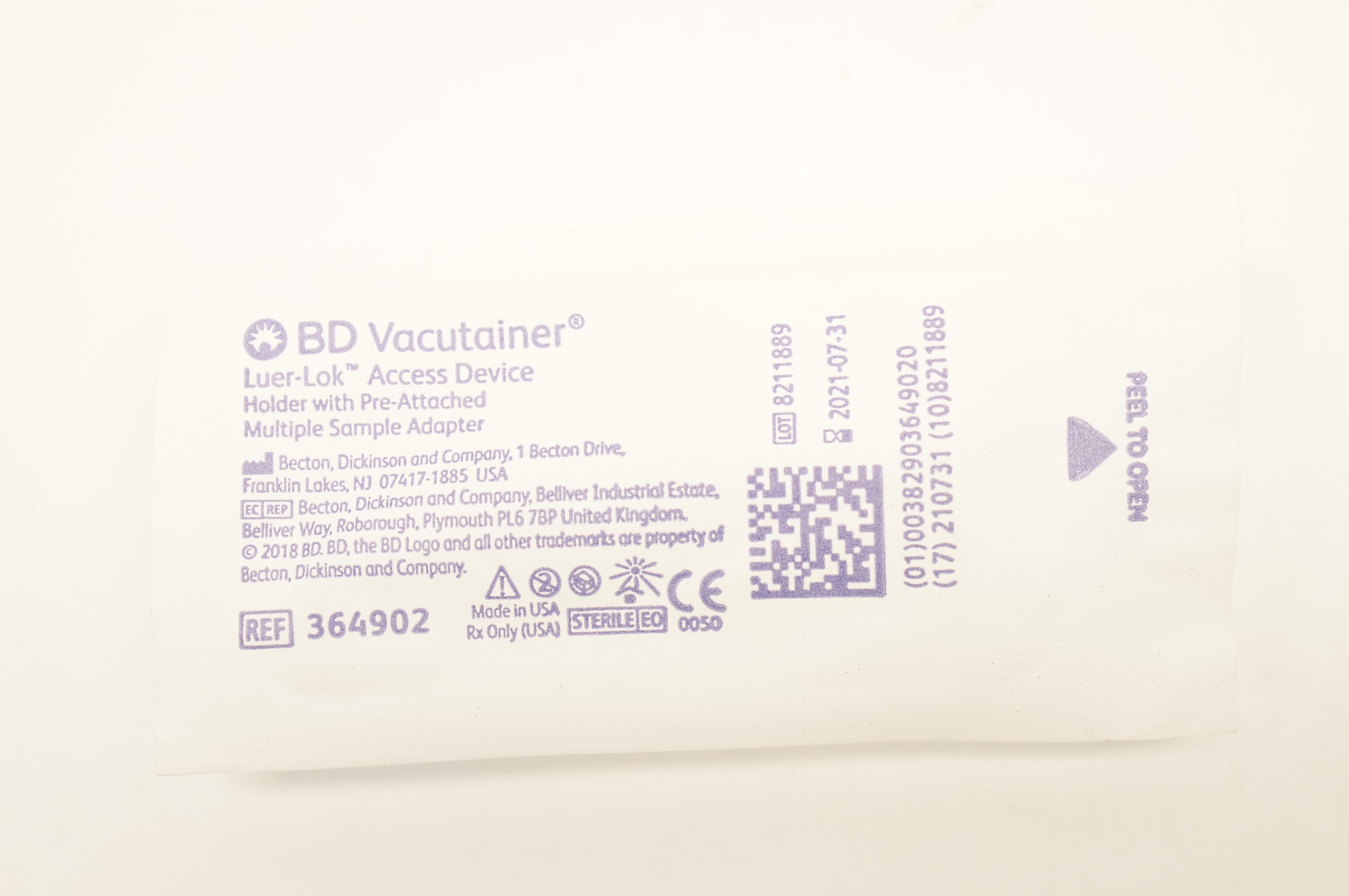 BD 364902 Vacutainer Luer-Lok Access Device Holder w/Multiple Sample Adapter (x)