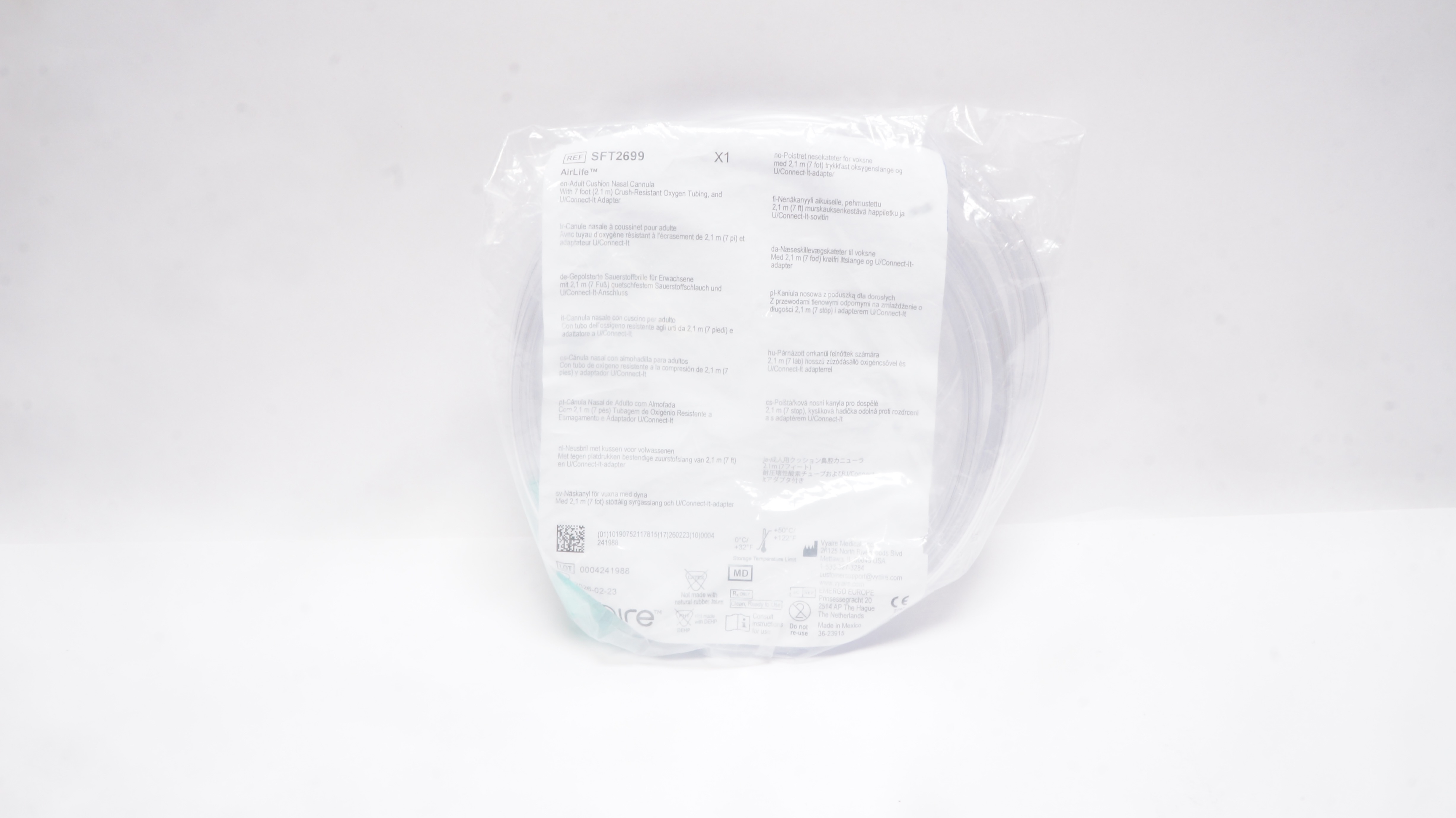 Vyaire SFT2699 AirLife Adult Cushion Nasal Cannula With 7 ft. Tubing & Adapter