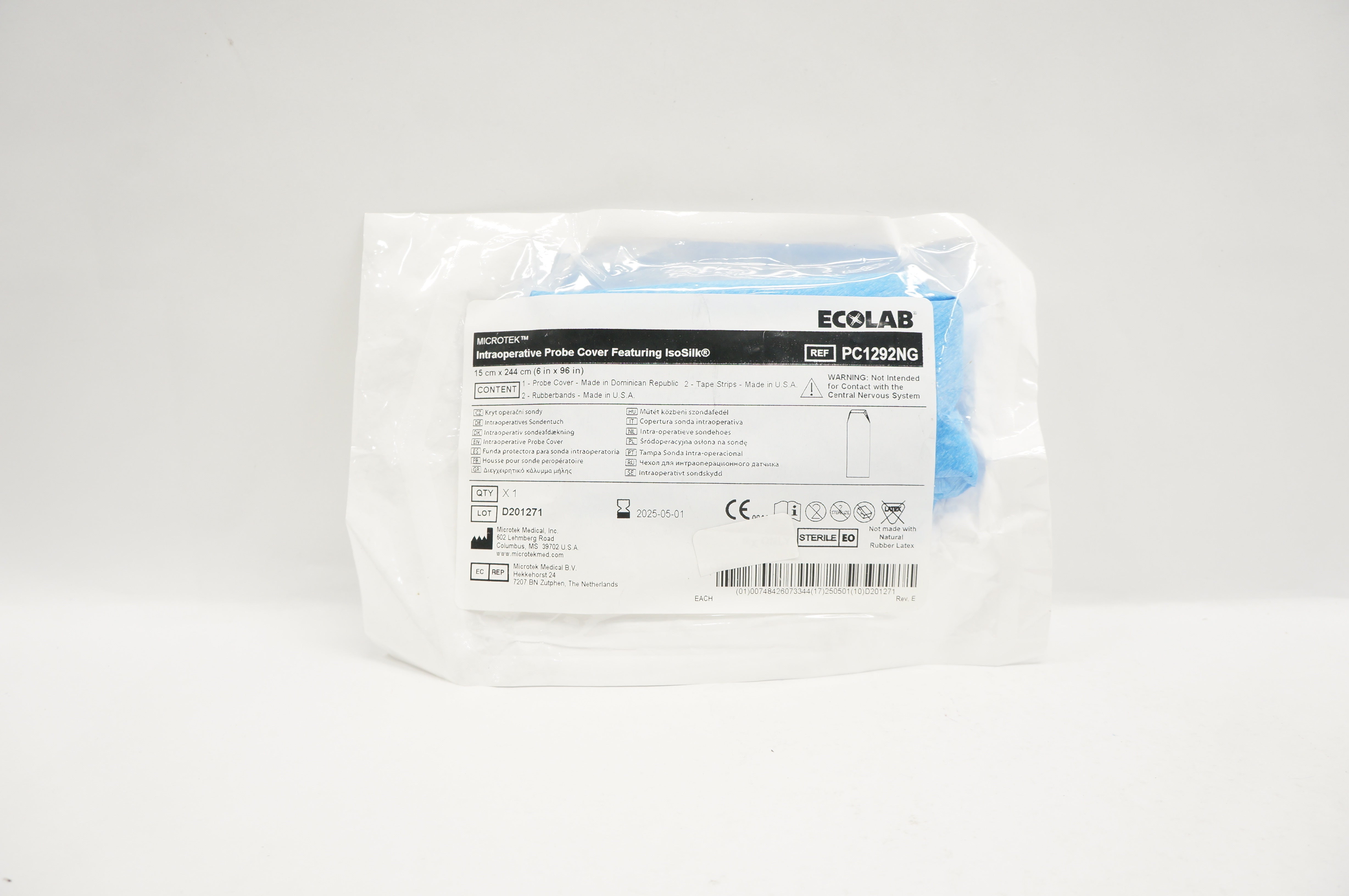 Microtek PC1292NG Ecolab Intraoperative Probe Cover Featuring IsoSilk 6 x 96inch