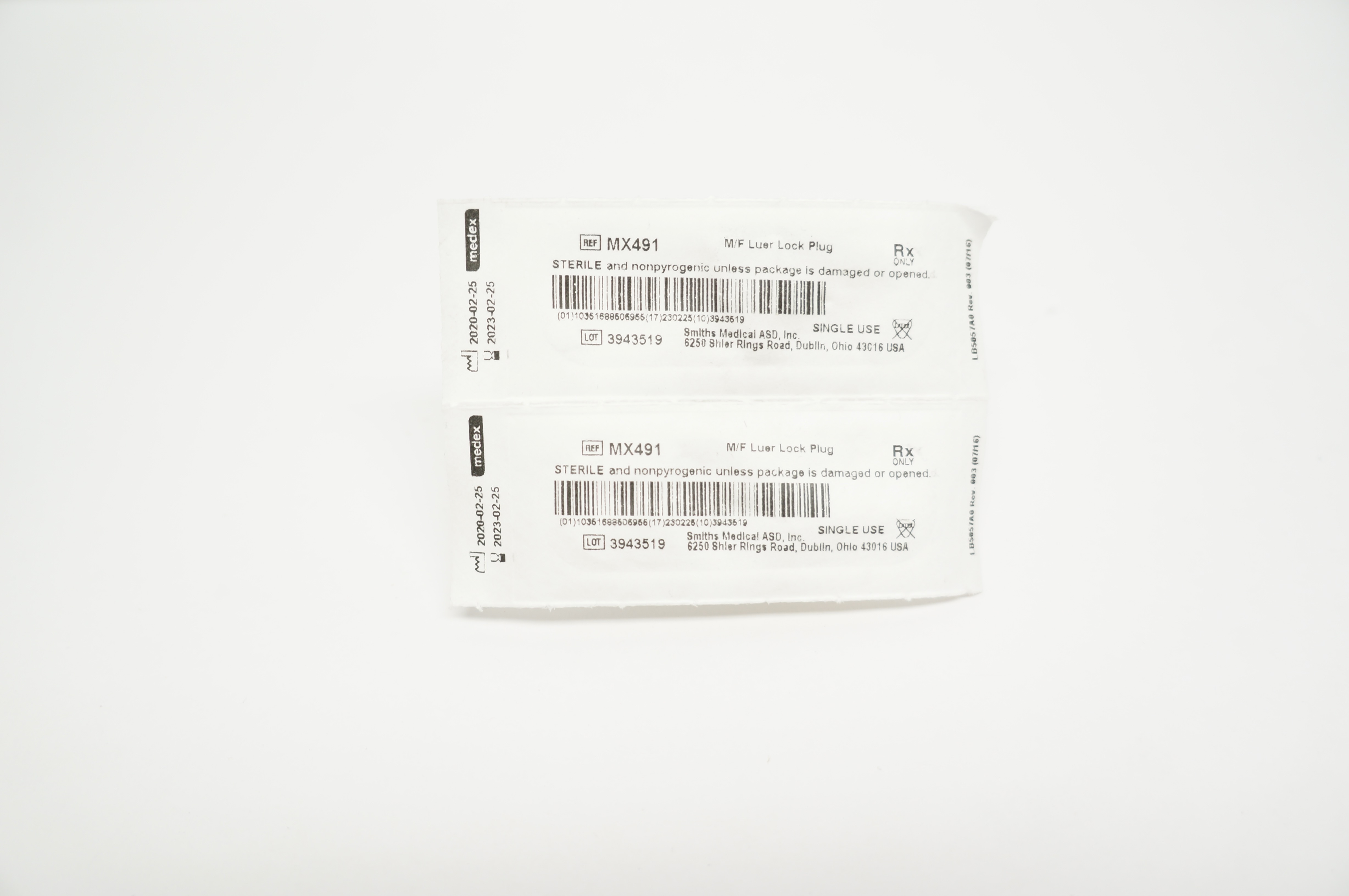 Smiths Medical MX491 Medex M/F Luer Lock Plug