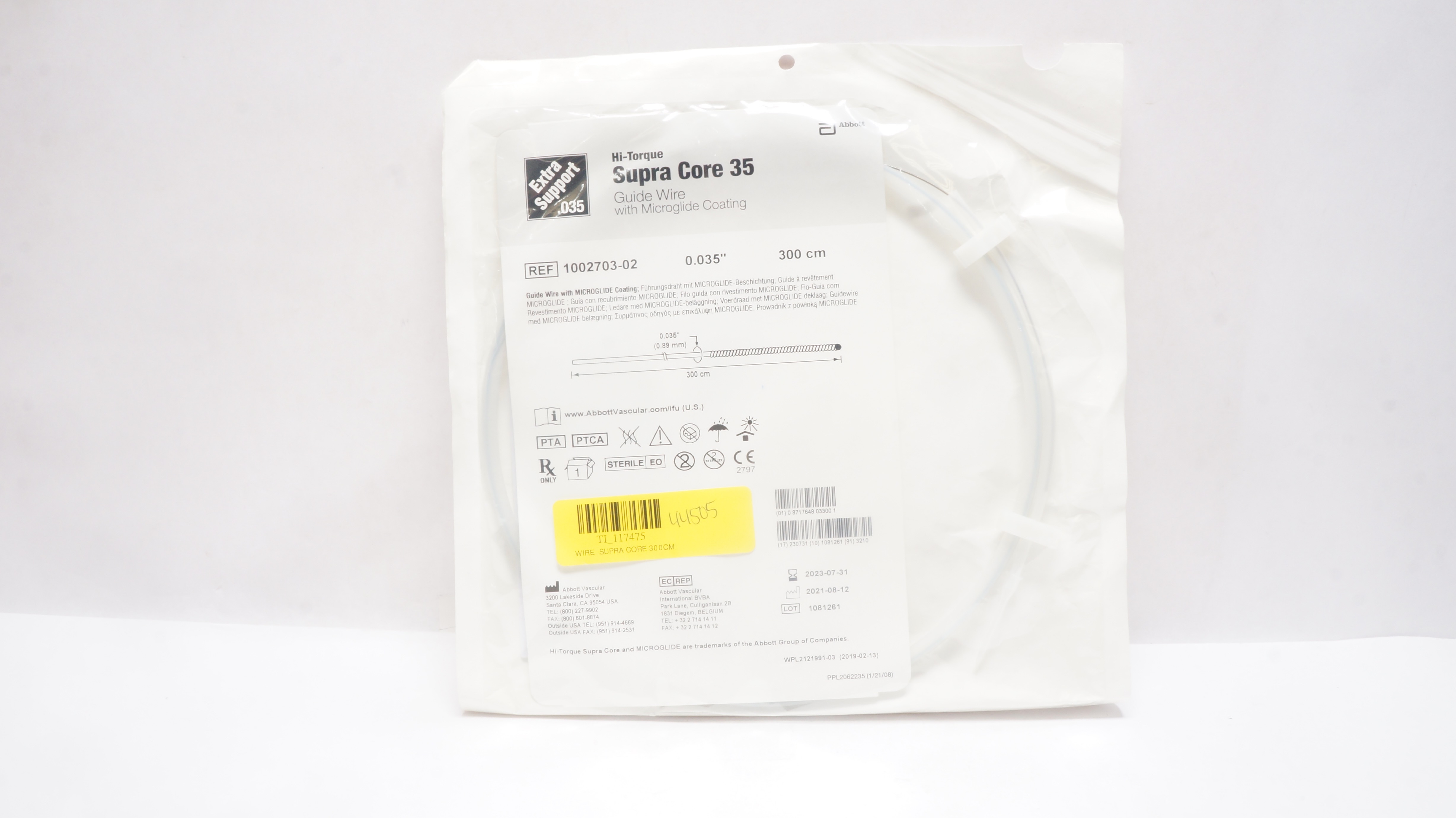 Abbott 1002703-02 Guide Wire with Microglide Coating 0.035inch x 300cm (x)