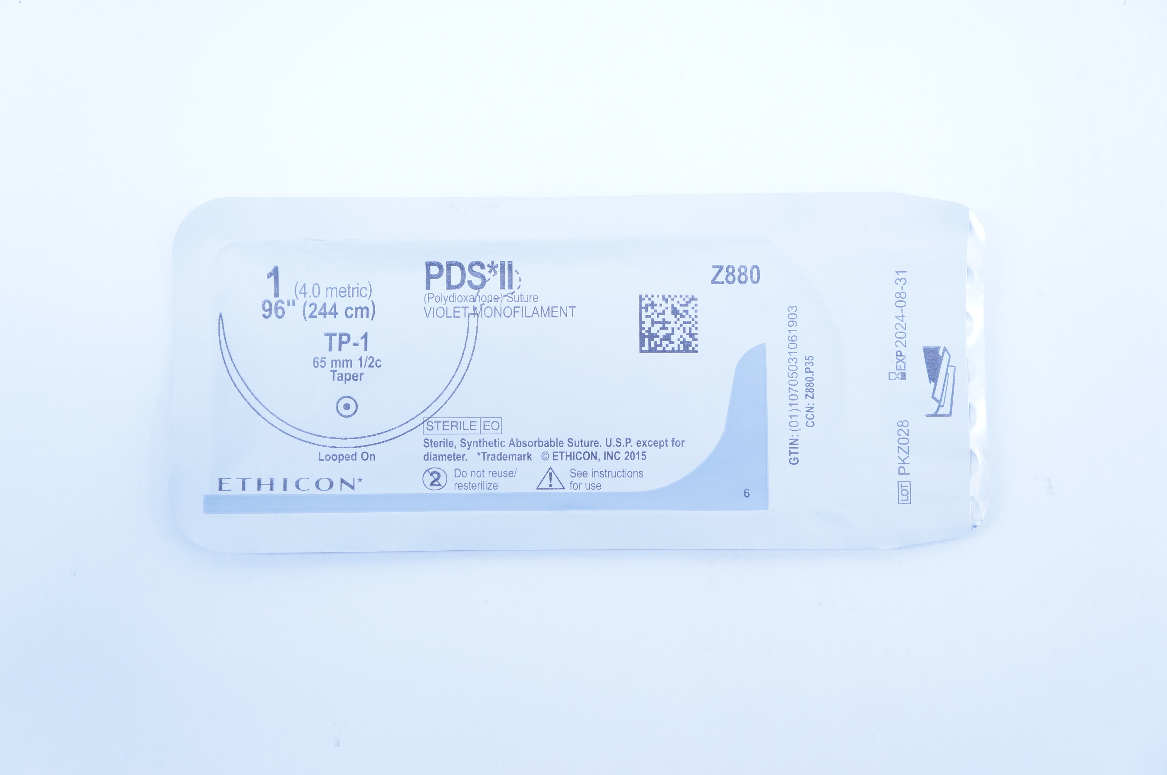 Ethicon Z880 1 PDS II, TP-1, 65mm 1/2c Taper, 96inch