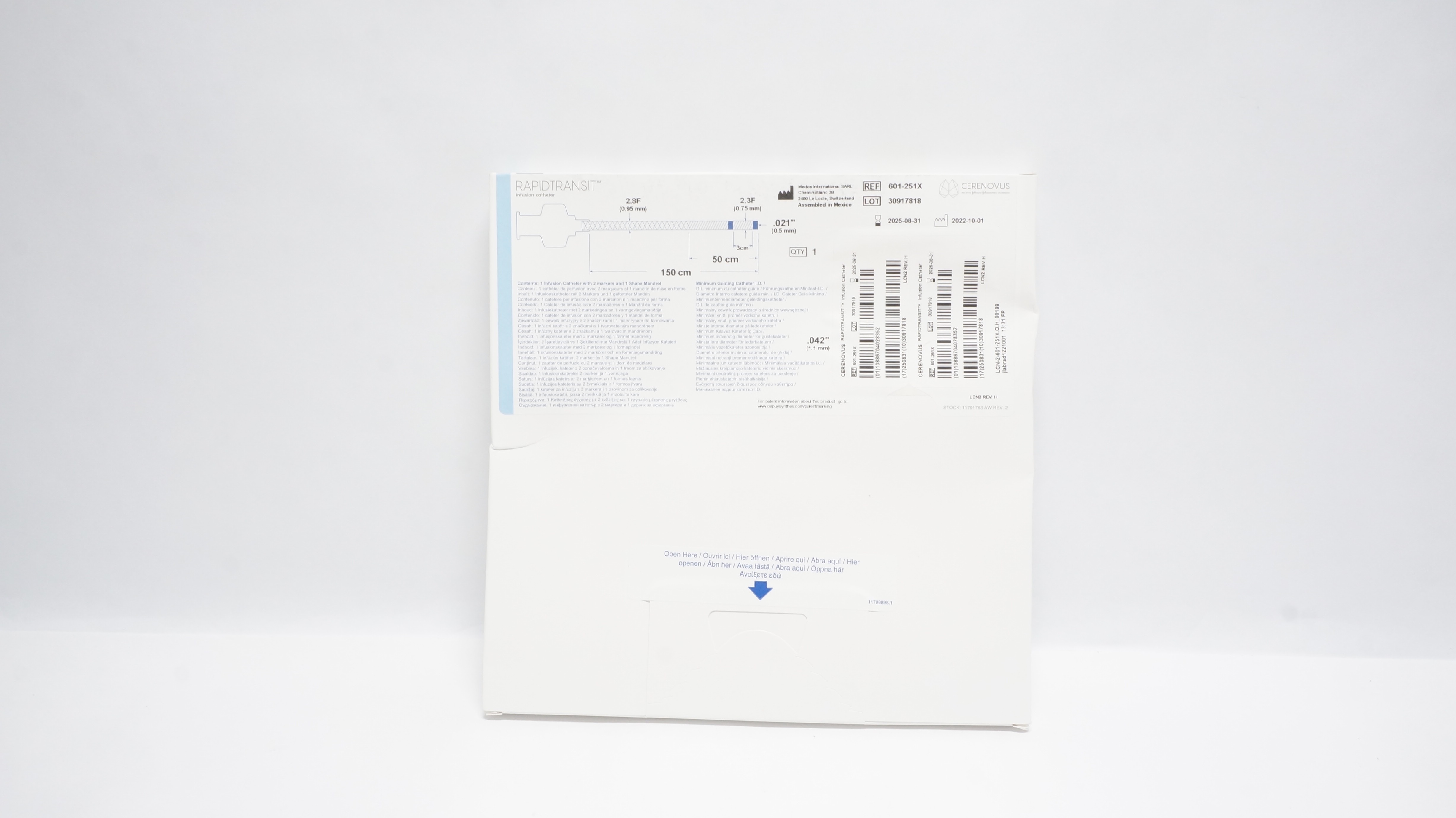 MEDOS 601-251X Cerenovus Rapidtransit Infusion Catheter 2.8F x  2.3F x 150cm (x)