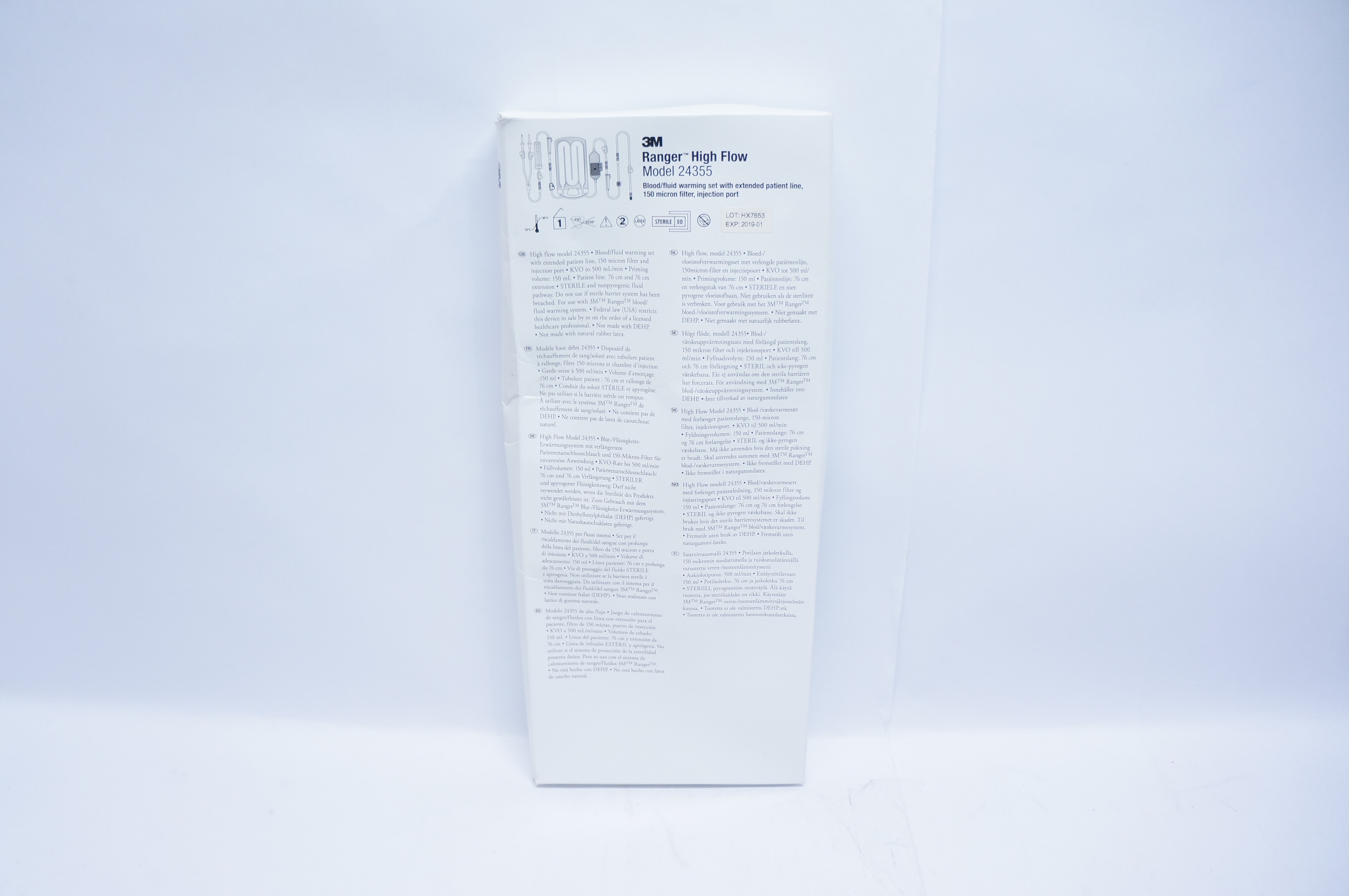 3M 24355 Ranger High Flow Blood/Fluid Warming Set, 150 Micron Filter (x)