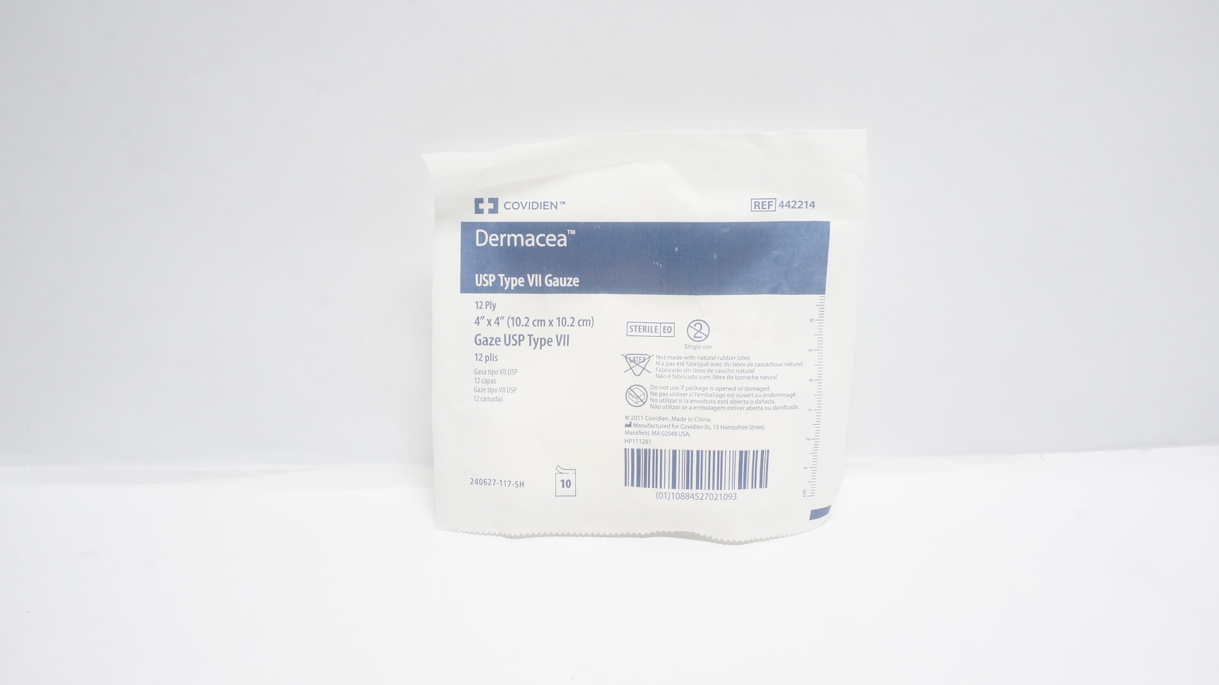 Covidien 442214 Dermacea USP Type VII Gauze 12 Ply 4In x 4In - Pack of 10
