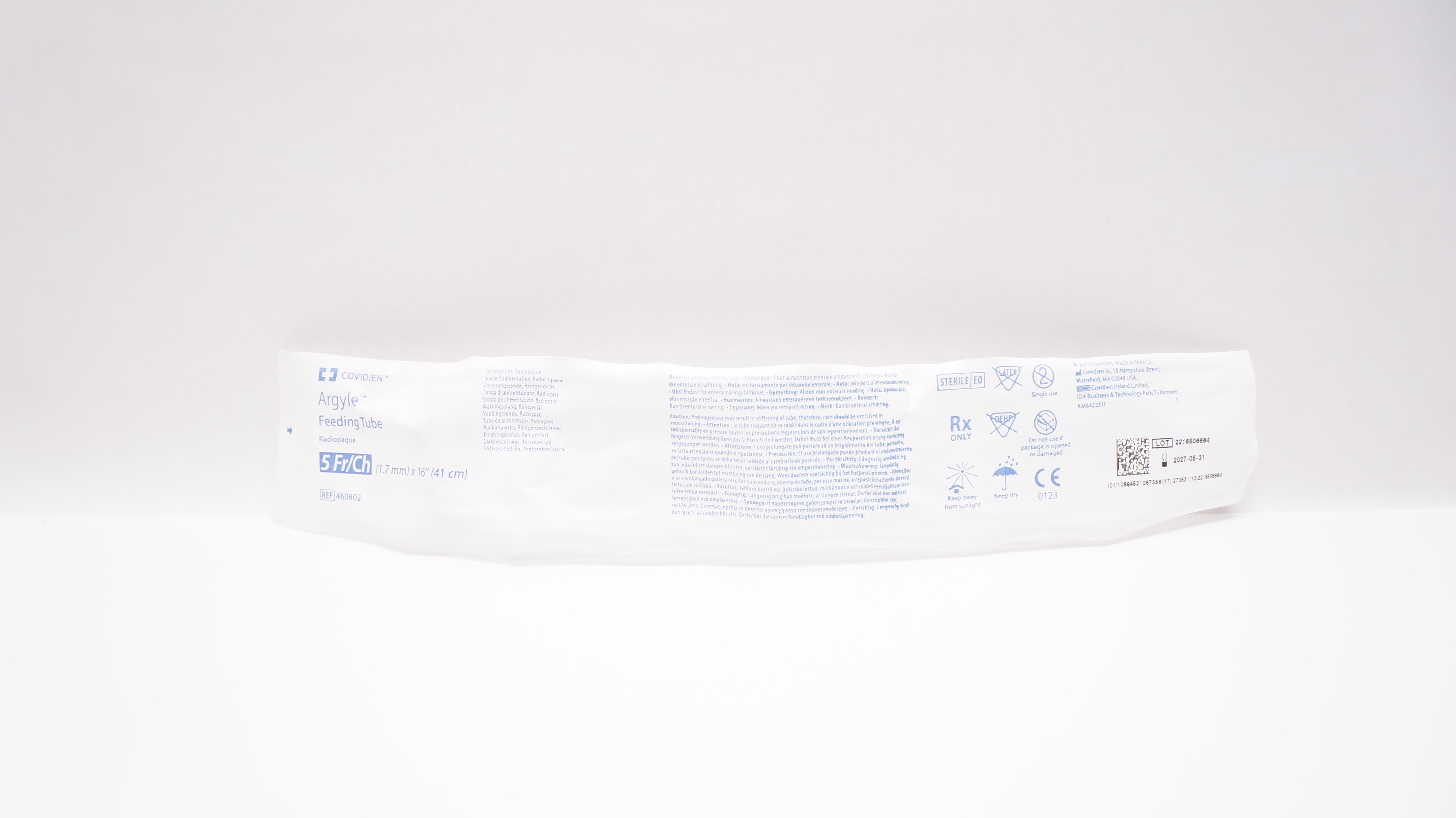 Covidien 460802 Argyle Feeding Tube Radiopaque 5Fr/Ch x 16inch