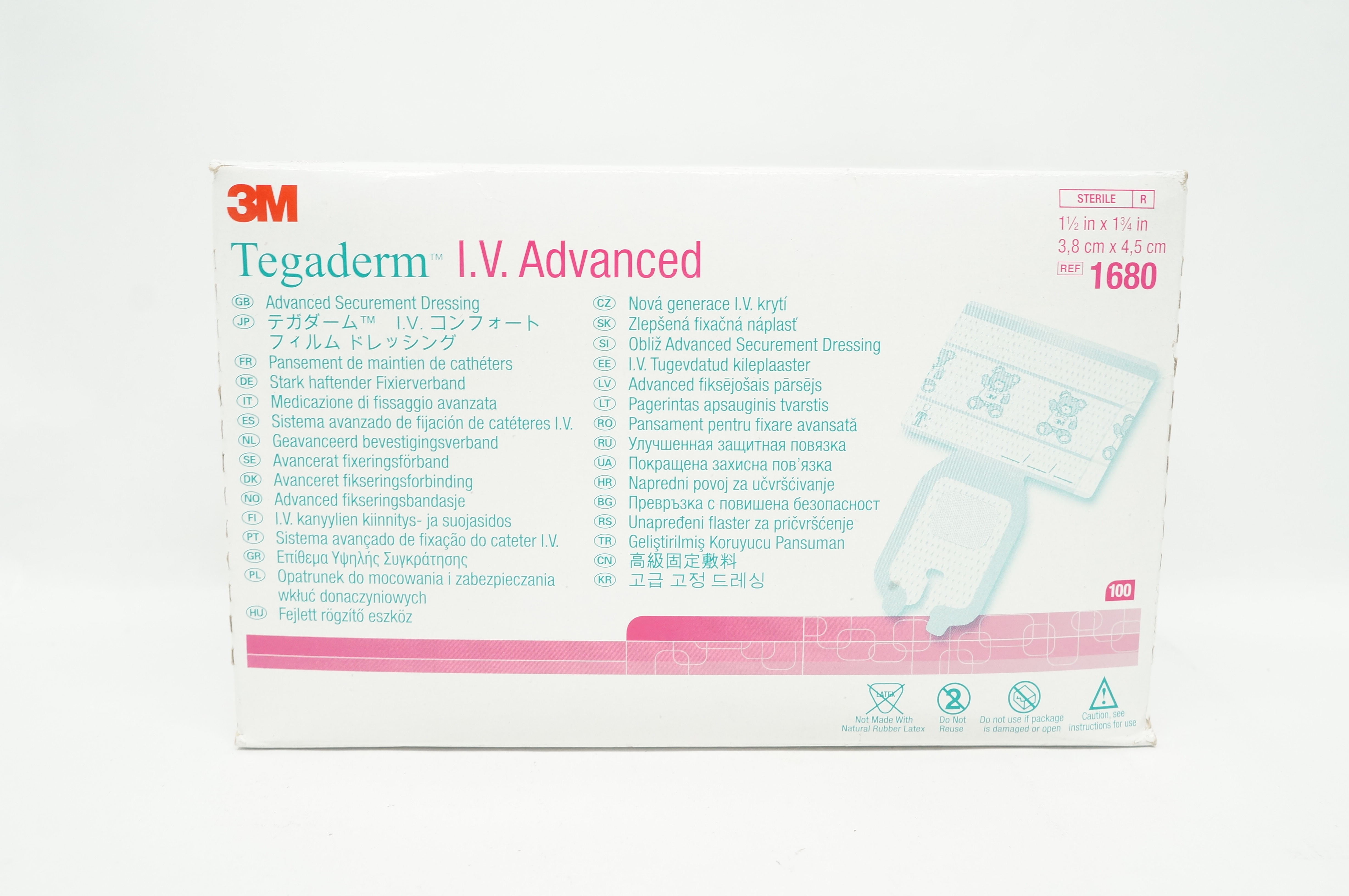 3M 1680 Tegaderm IV Advanced Securement Dressing 1 1/2x1 3/4inch(x) - Box of 100