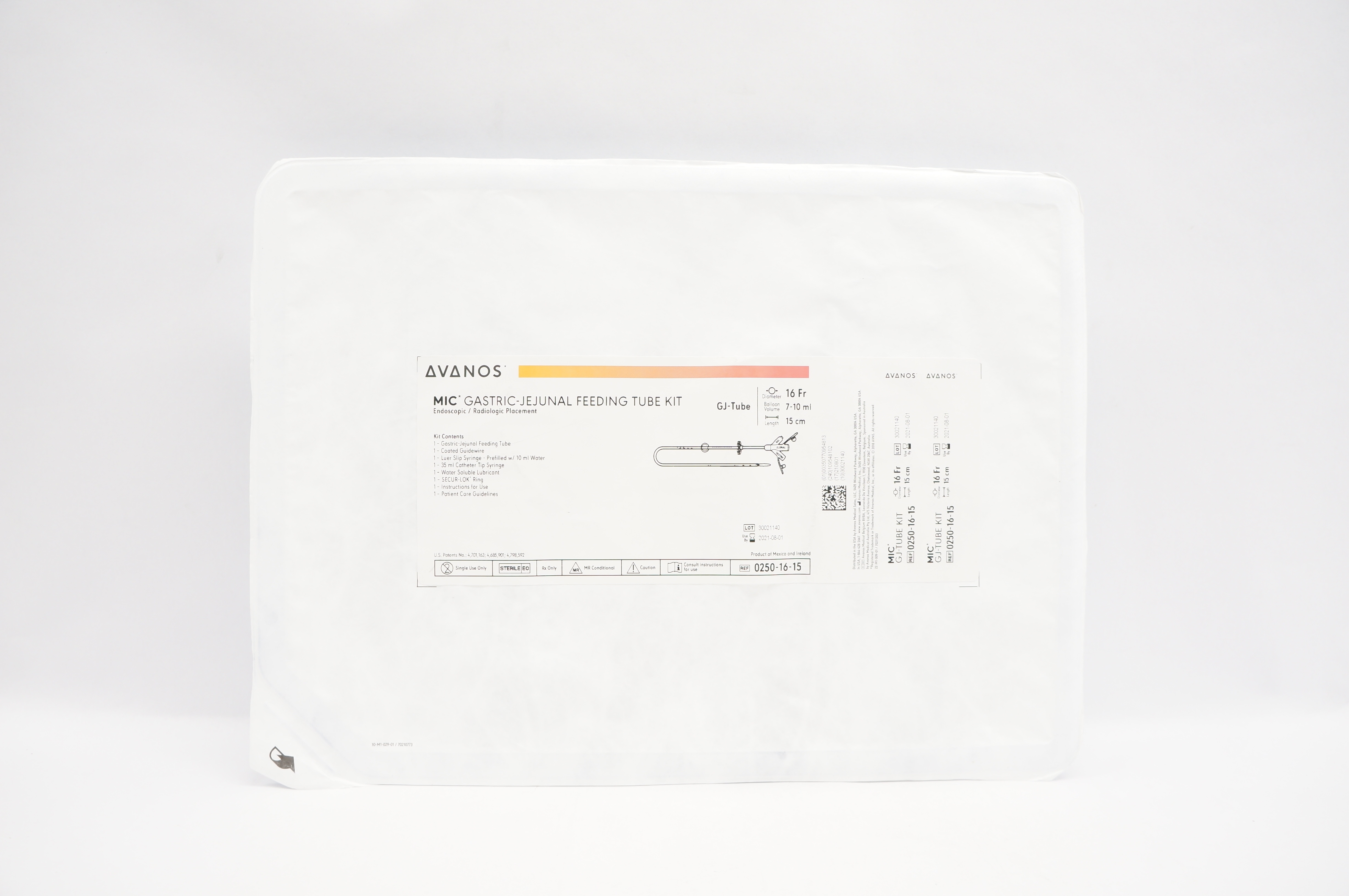 Avanos 0250-16-15 MIC Gastric-Jejunal Feeding Tube Kit 16Fr x 15cm (x)