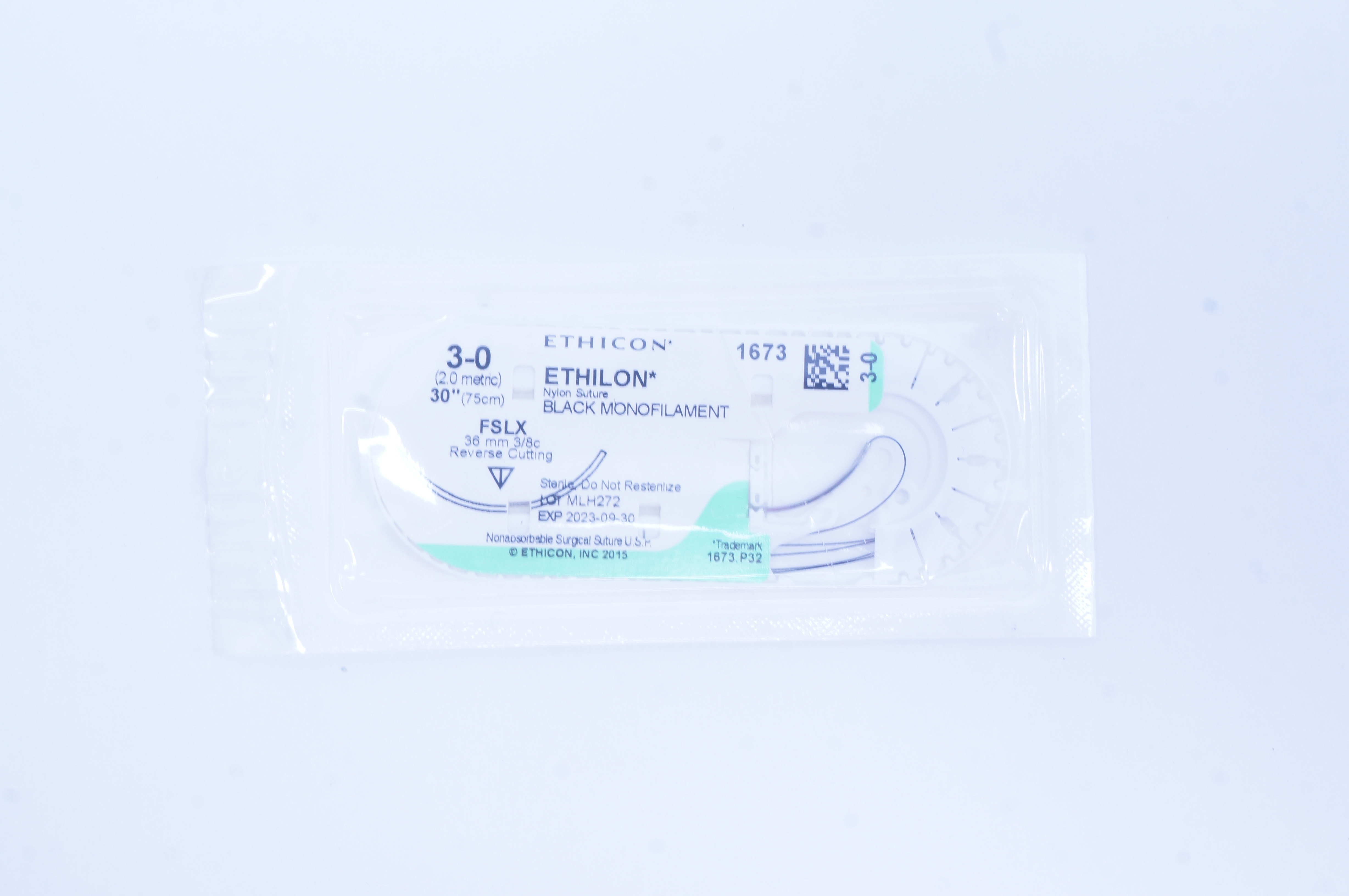 Ethicon 1673 3-0 ETHILON, Nylon Stre, FSLX, 36mm 3/8c Reverse Cutting, 30inch