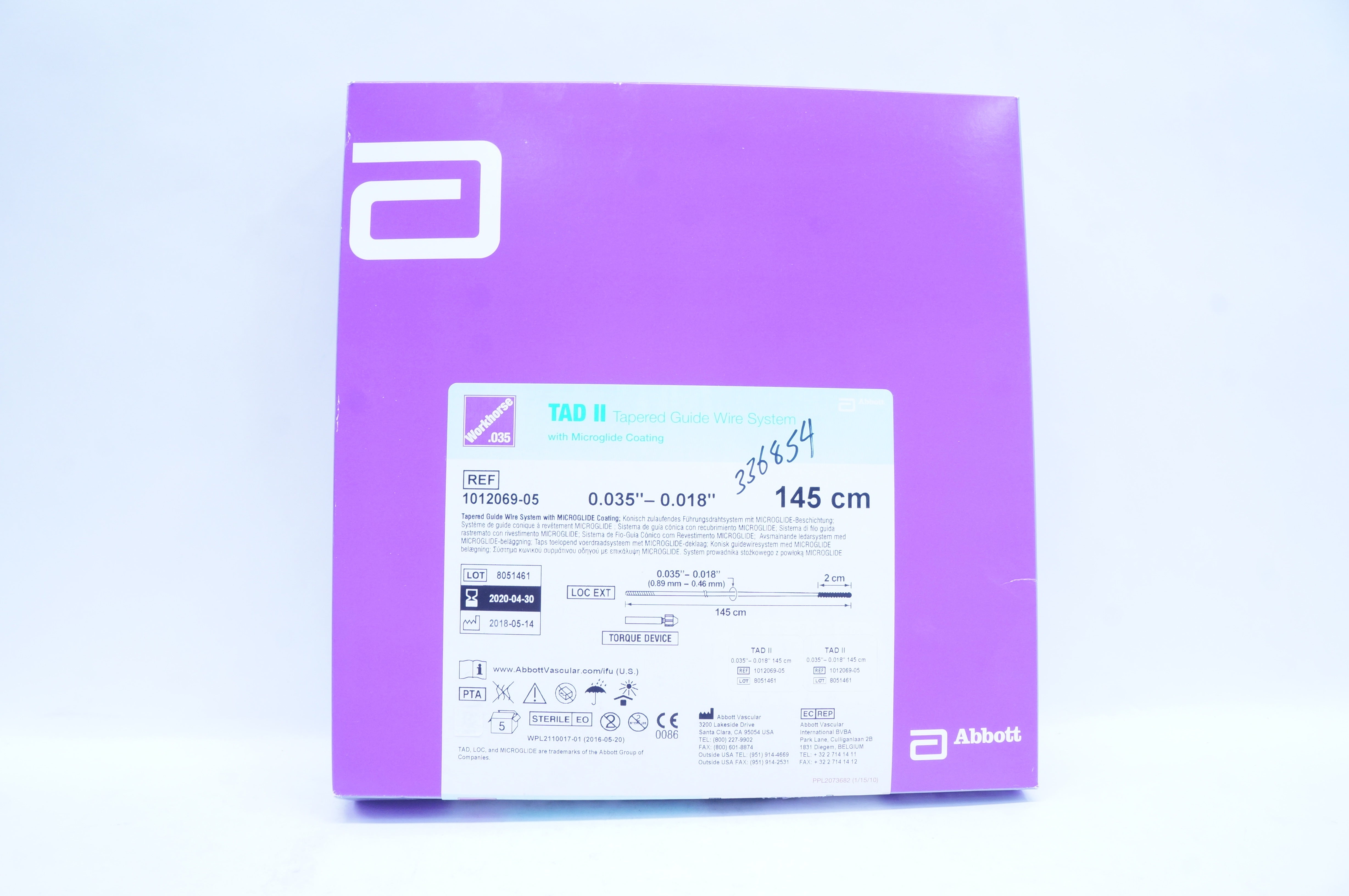 Abbott 1012069-05 TAD II GuideWire System 0.035in x 0.018in x 145cm (x)-Box of 5