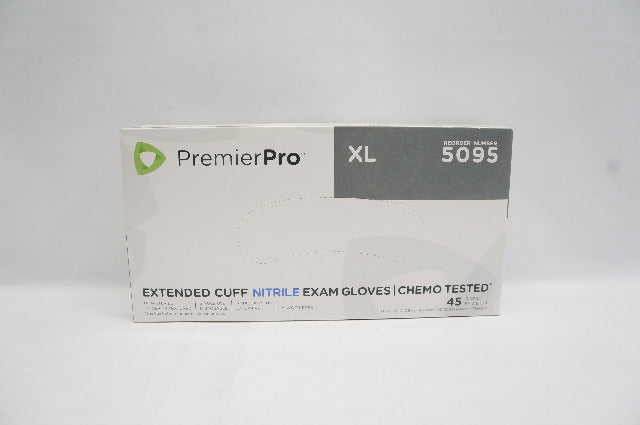 PremierPro 5095 Extended Cuff Nitrile Exam Gloves Povder-Free, XL - Pack of 45