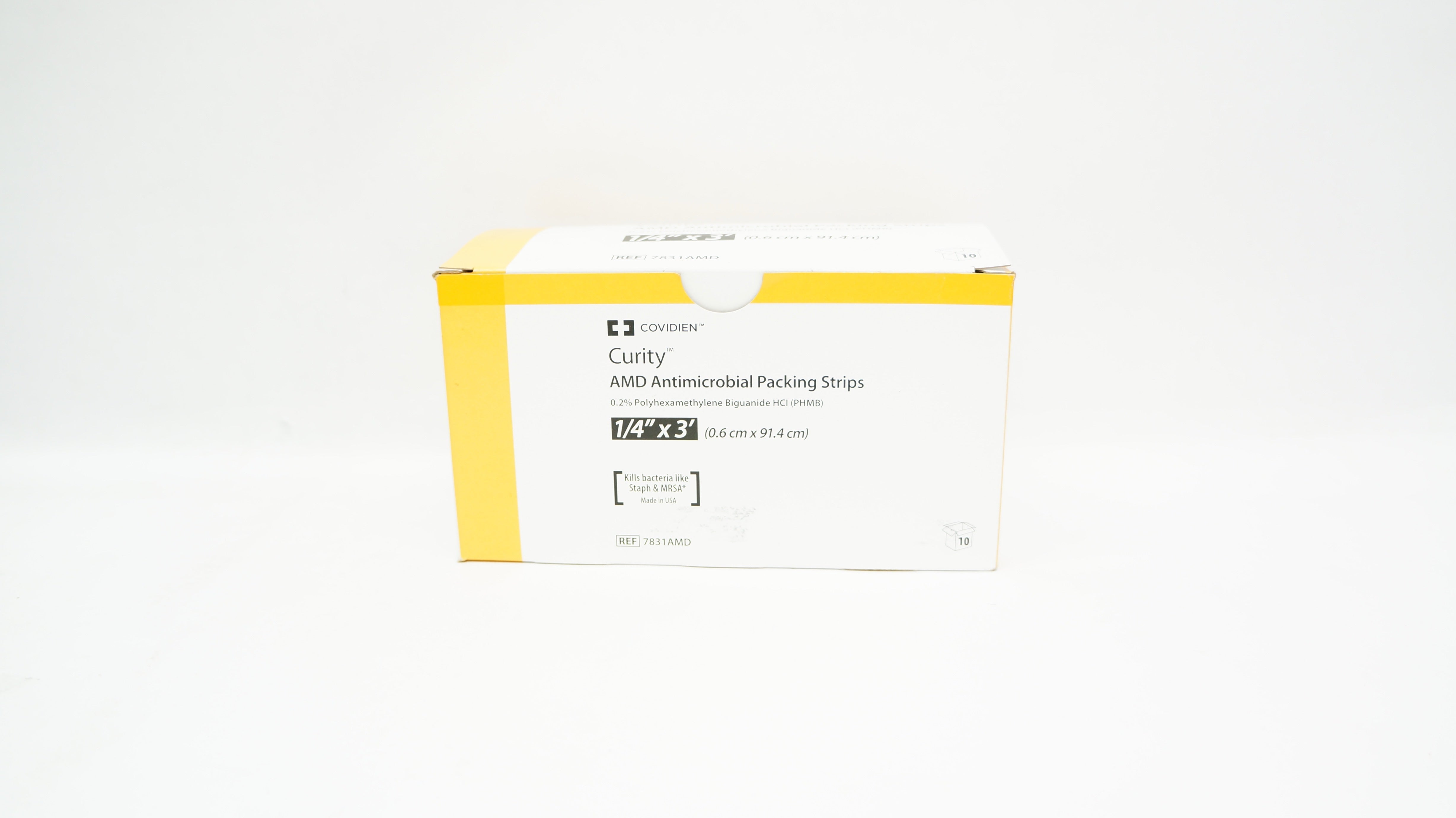 Covidien 7831AMD Curity Antimicrobial Packing Strips 1/4inch x 3 Ft. - Box of 9