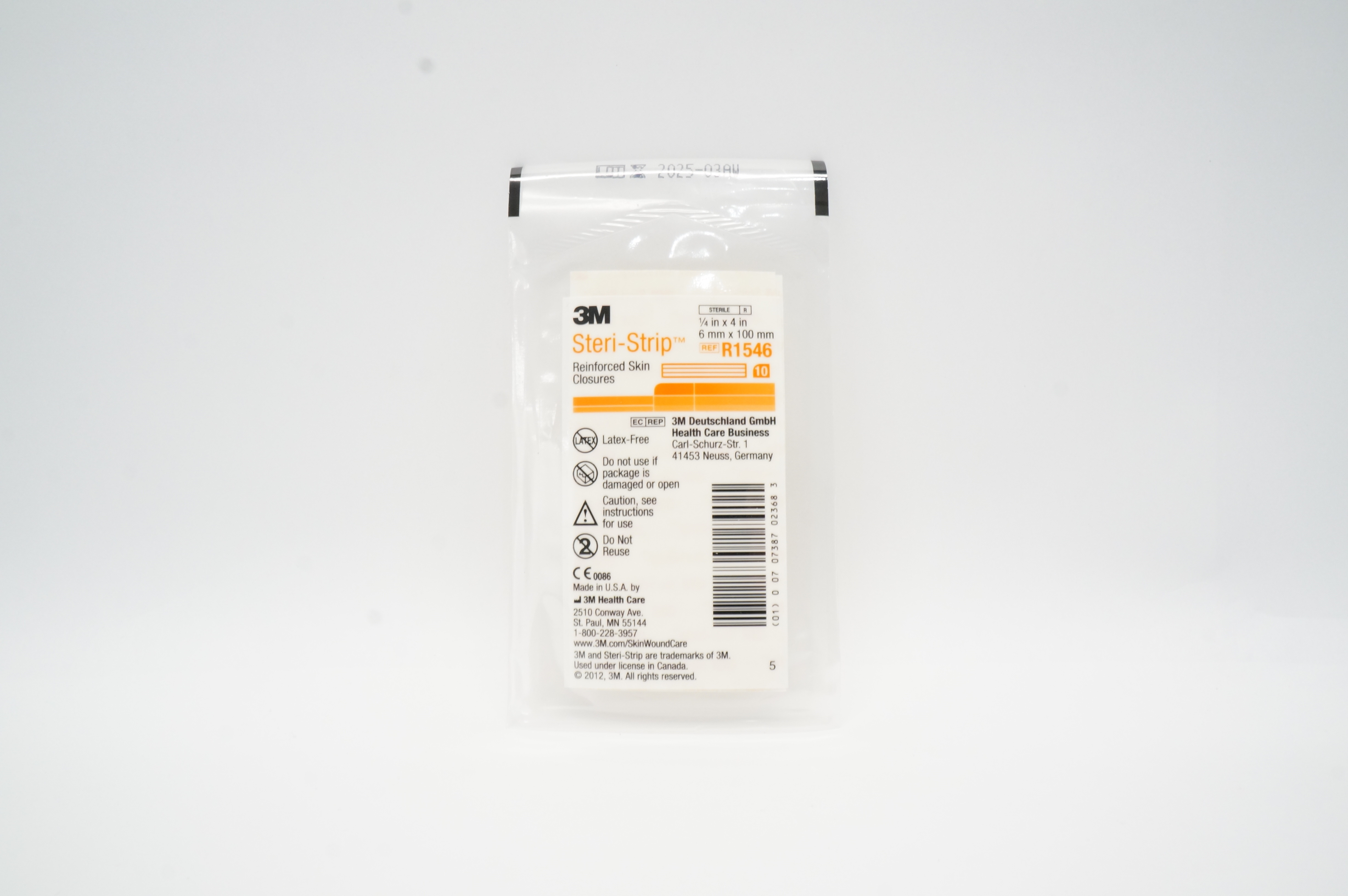 3M R1546 Steri-Strip Reinforced Skin Closures 1/4inch x 4inch - Pack of 10