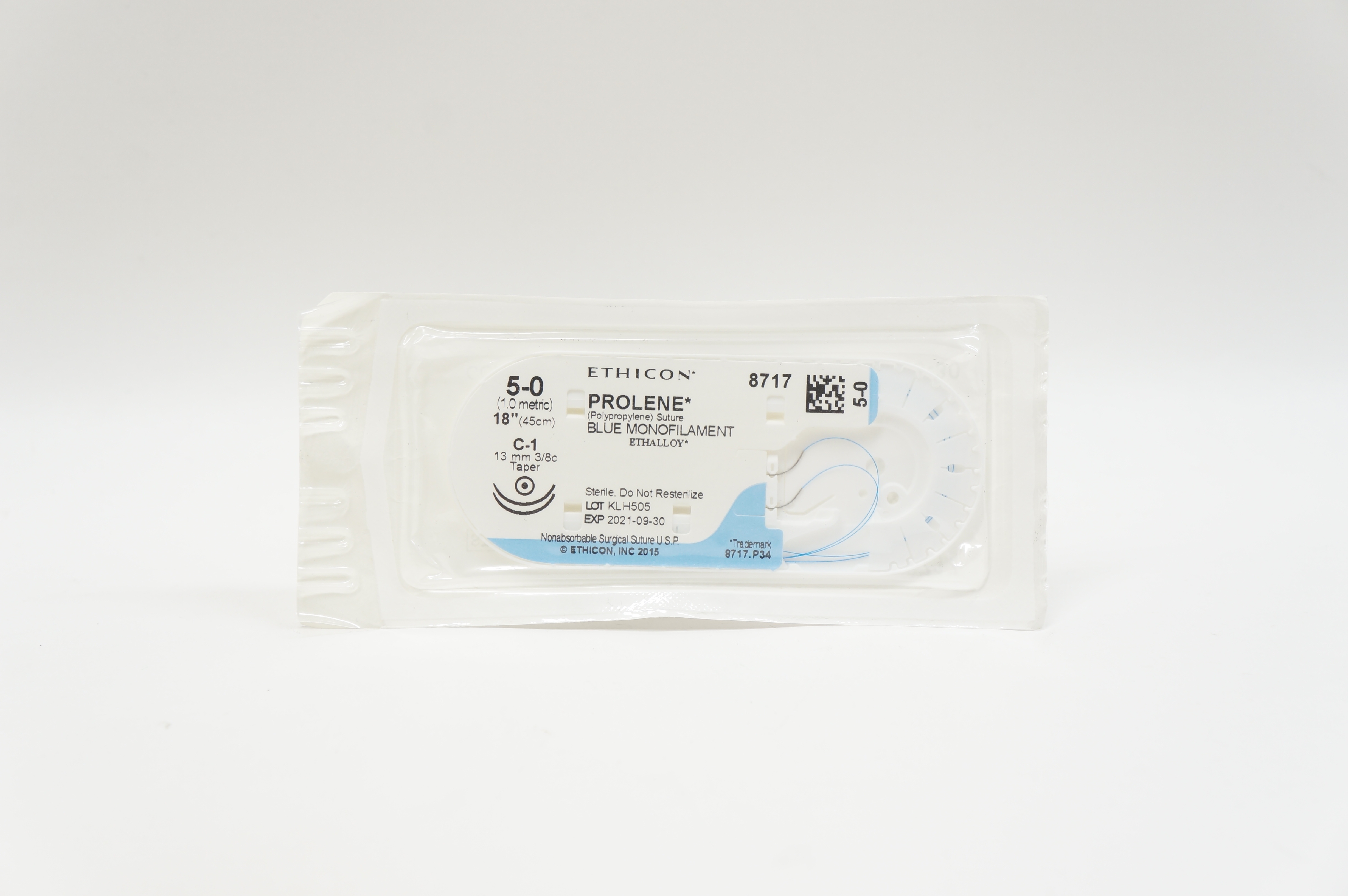 Ethicon 8717 5-0 PROLENE, C-1, 13mm 3/8c Taper, 18inch