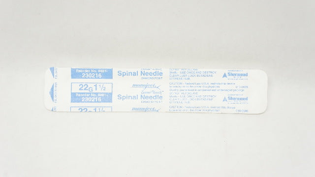 Sherwood Medical 230216 Monoject Spinal Ndle. Diamond Point 22G x 1-1/2