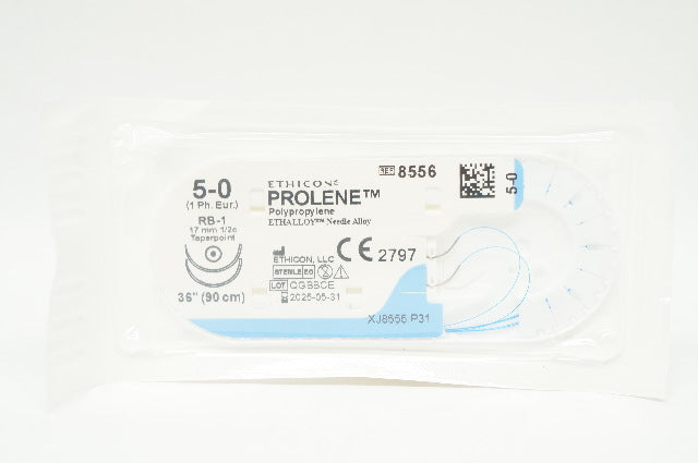 Ethicon 8556 5-0 PROLENE RB-1 17mm 1/2c Taperpoint,  36 inch