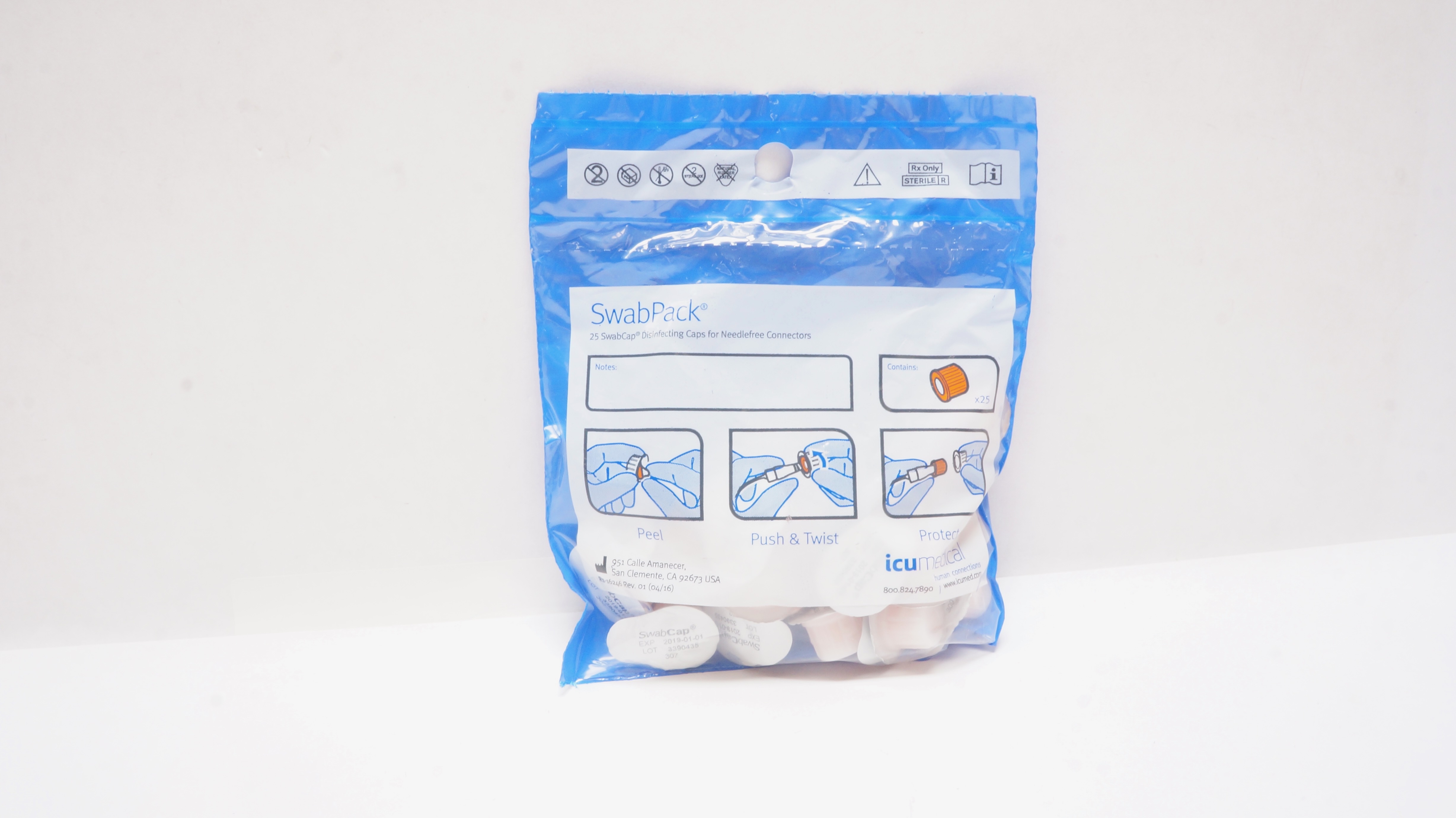 ICU Medical SwabPack SwabCap Disinfecting Caps (x) - Pack of 25