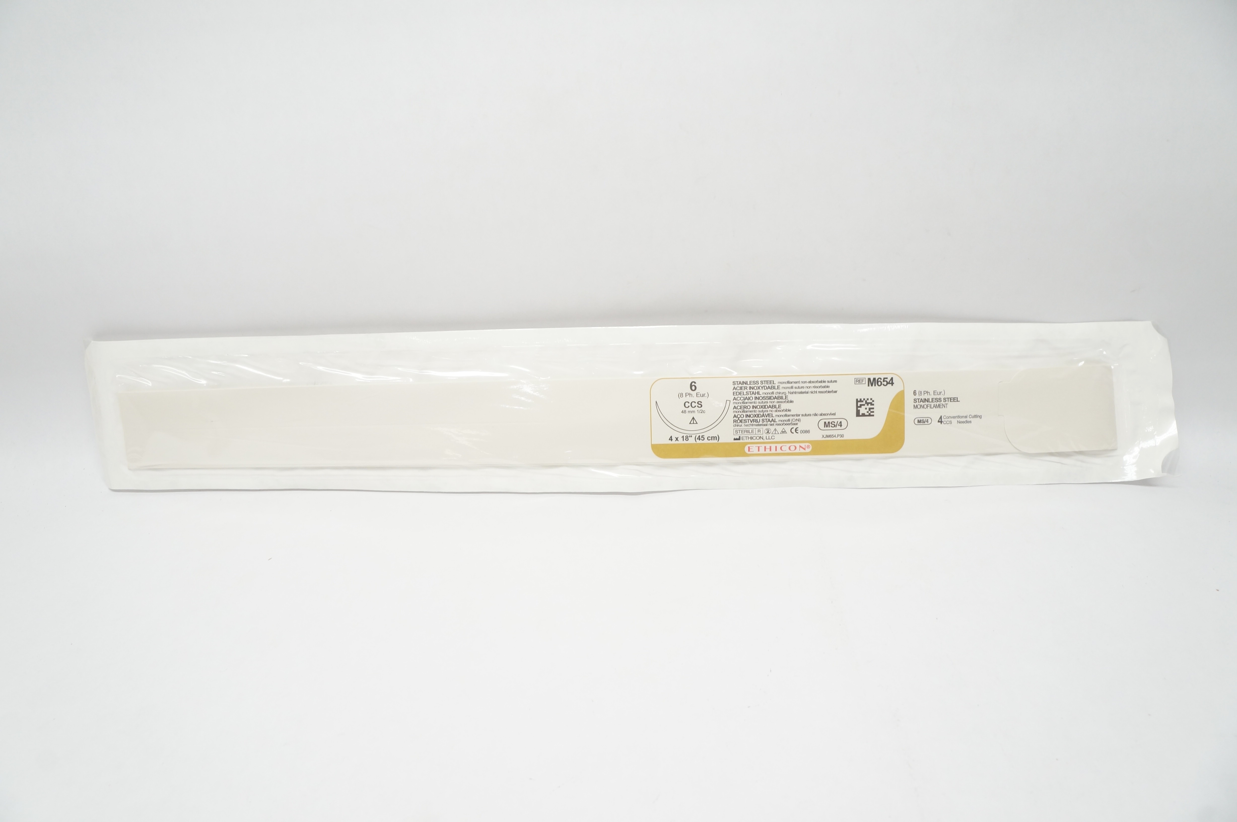 Ethicon M654 6 SURGICAL STEEL CCS 48mm 1/2c Conventional Cutting 18inch