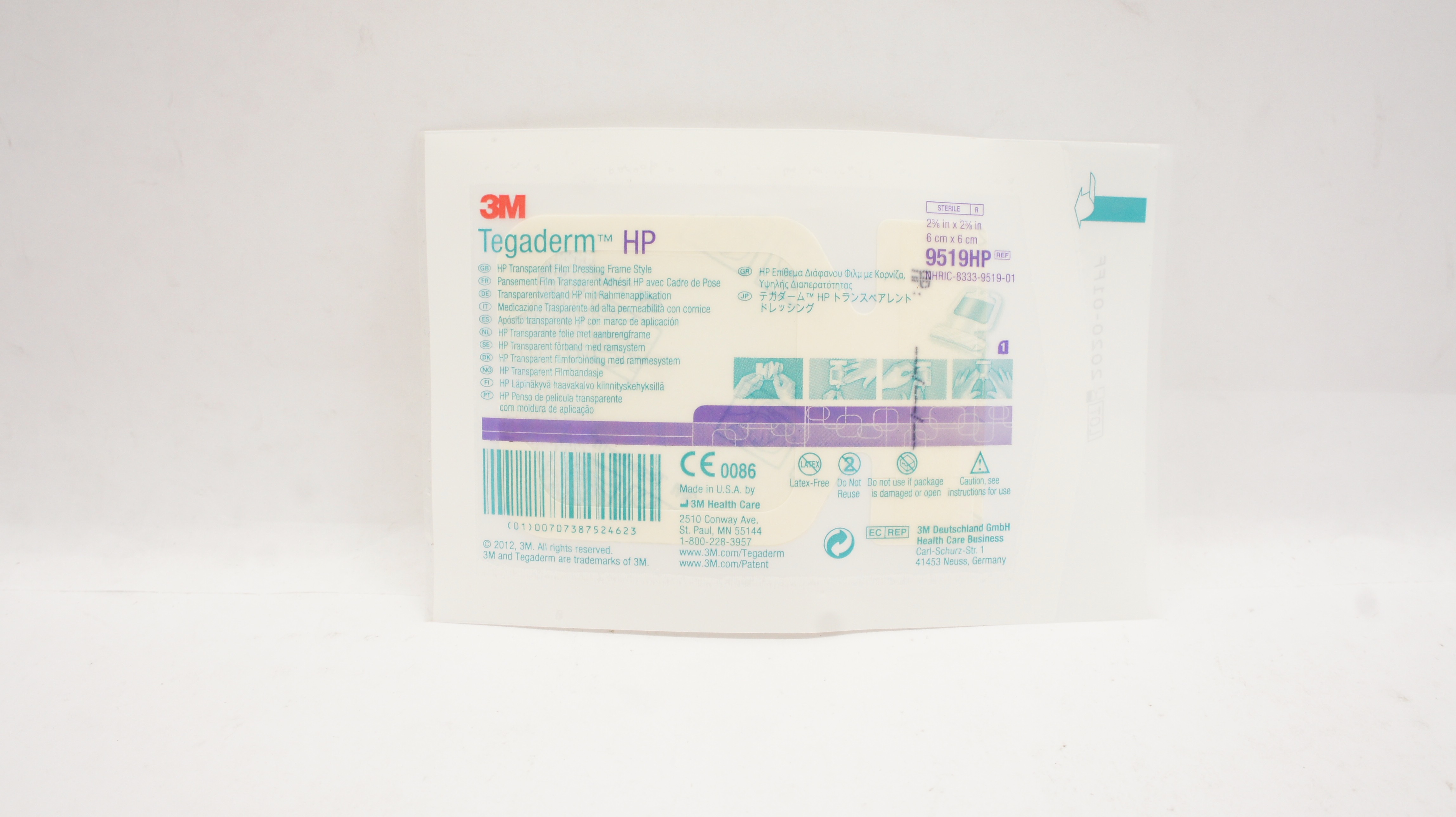 3M 9519HP Tegaderm HP Transparent Film Dressing Frame Style 2 3/8 x 2 3/8inch(x)