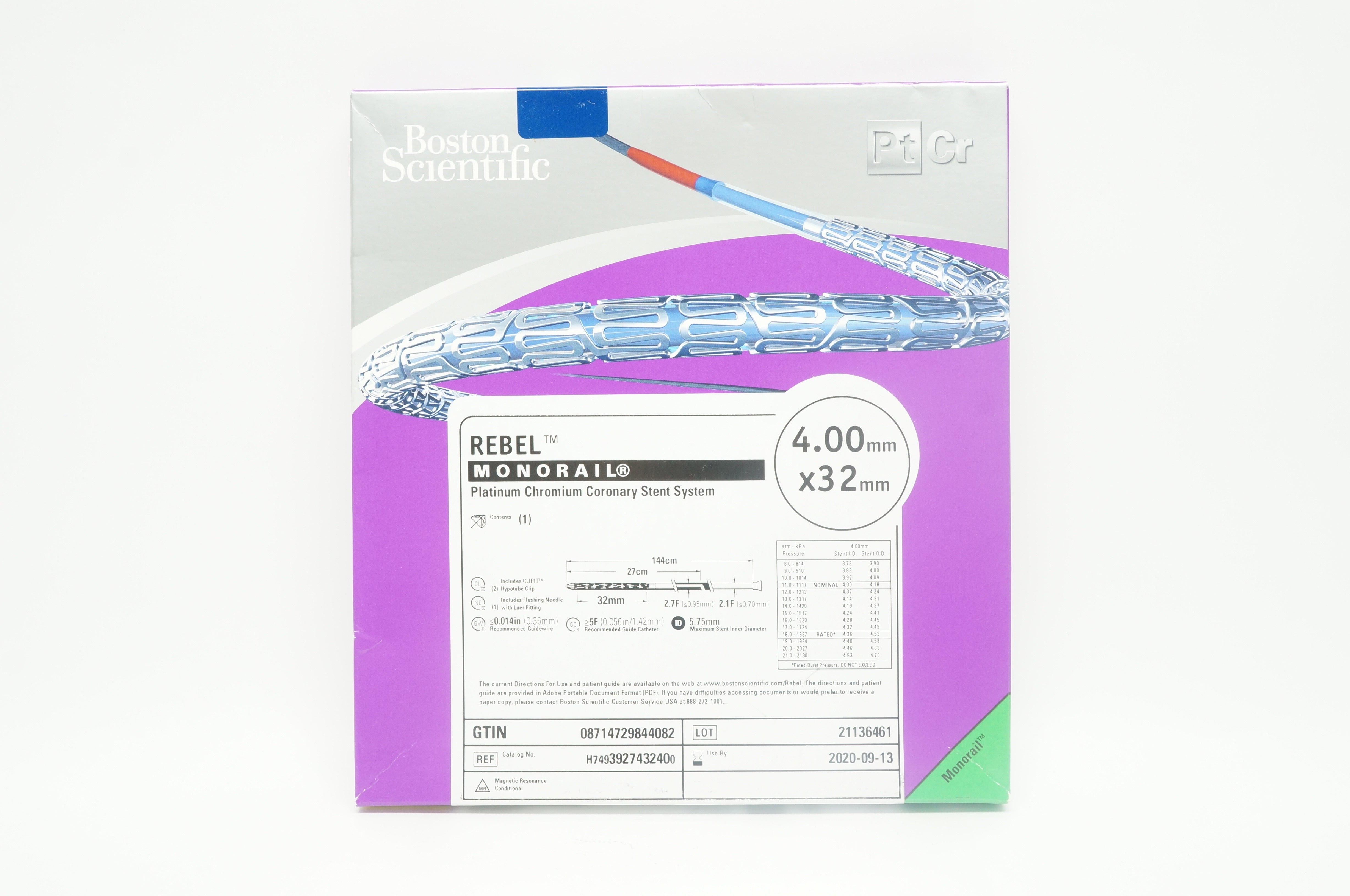 Boston Scientific H7493927432400 Rebel Monorail Stnt System 4.00mm x 32mm (x)