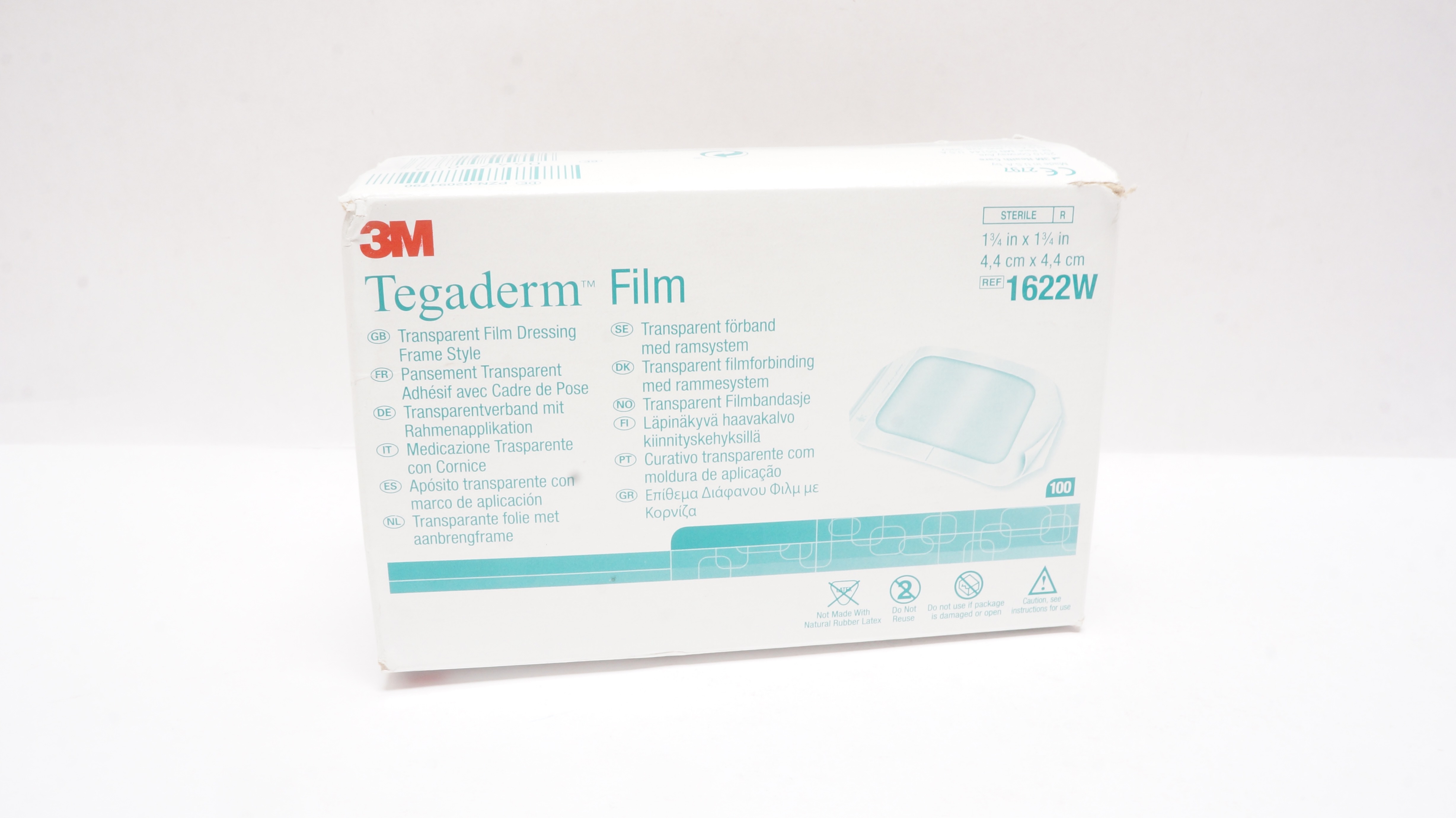 3M 1622W Tegaderm Transparent Film Dressing 1-3/4inch x 1-3/4inch - Box of 100