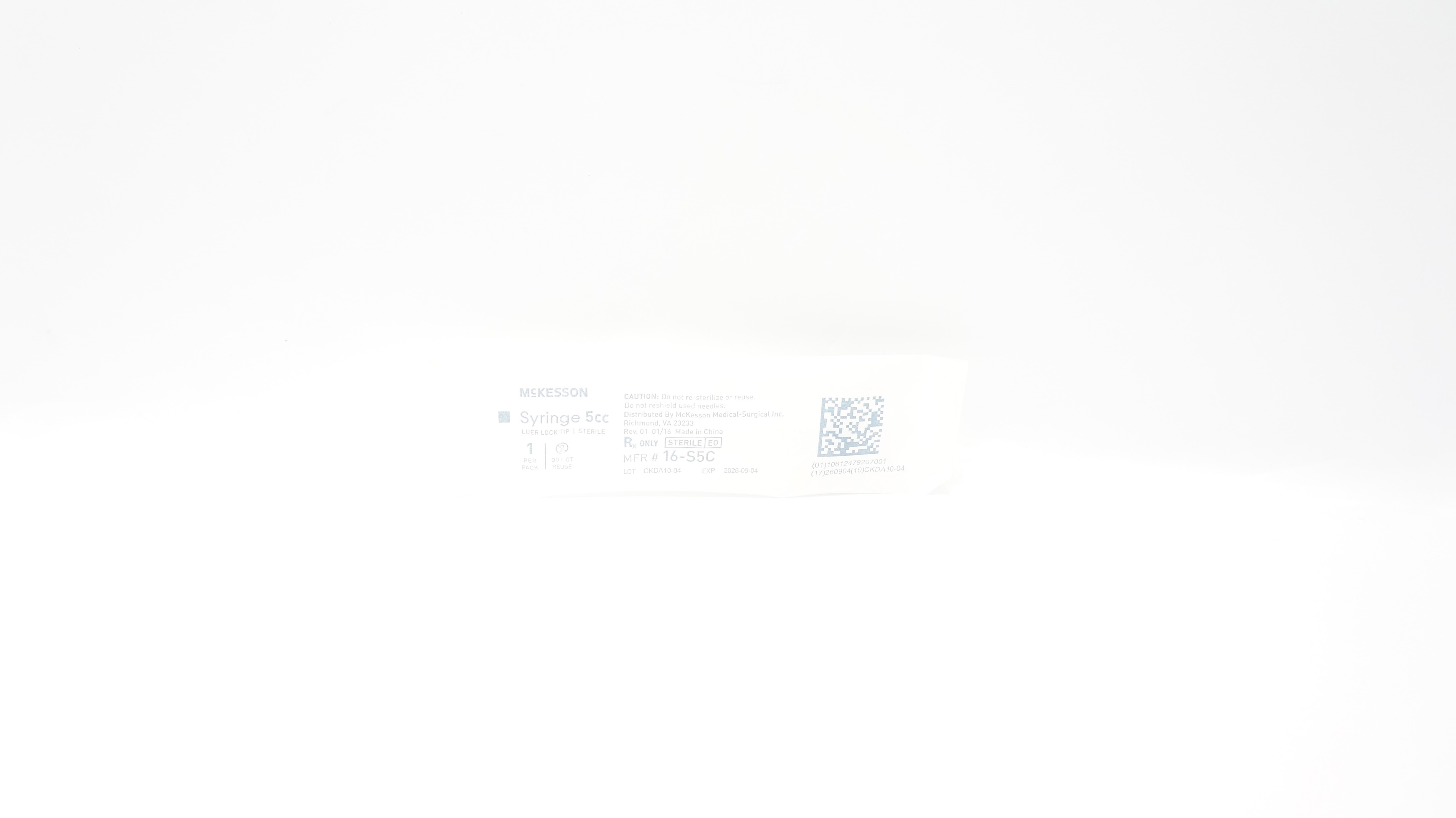 McKesson 16-S5C Syringe Luer Lock Tip, 5cc