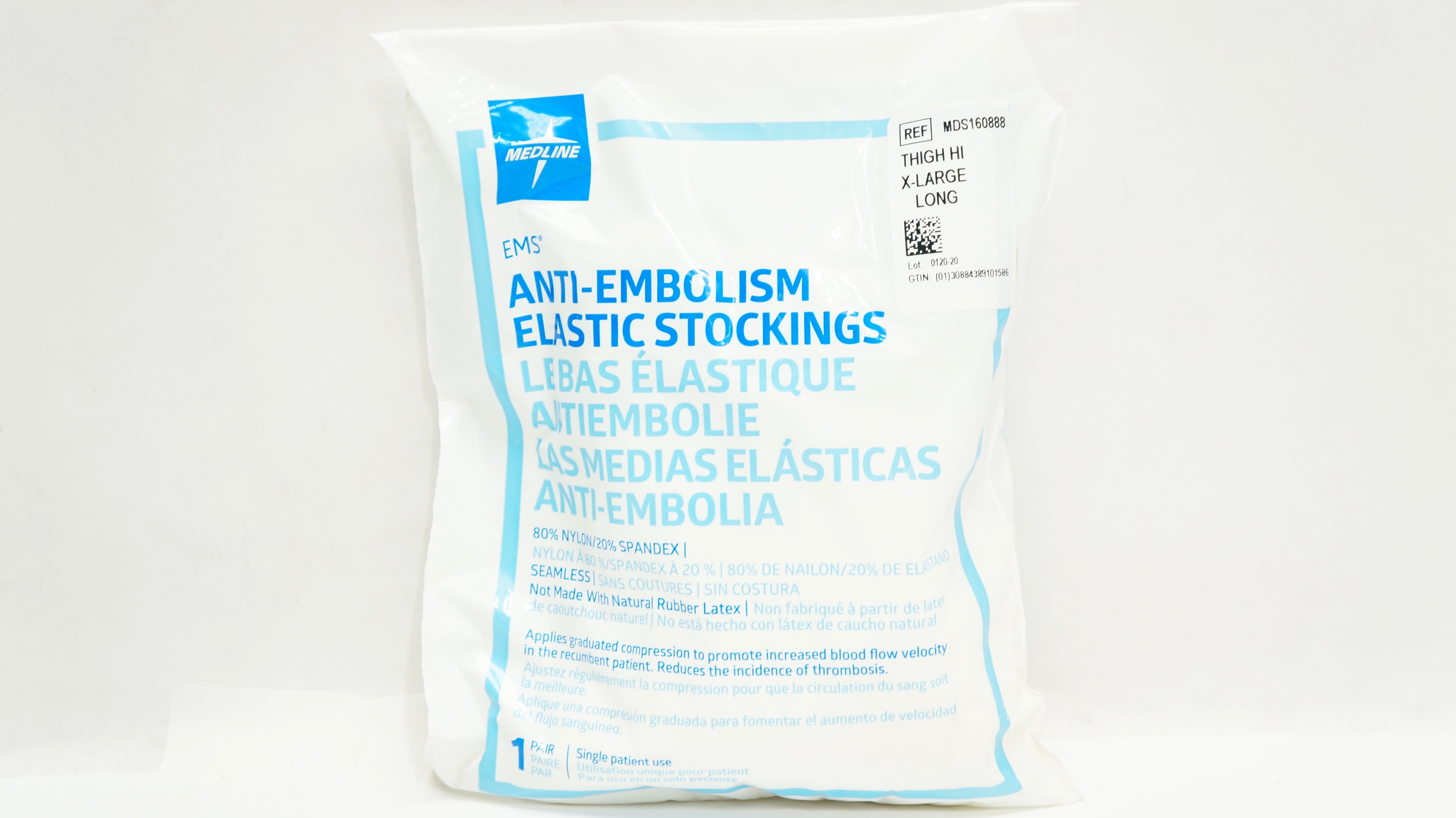 Medline MDS160888 Anti-EMbolism Elastic Stockings Thigh HI,XL,Long  17-19In