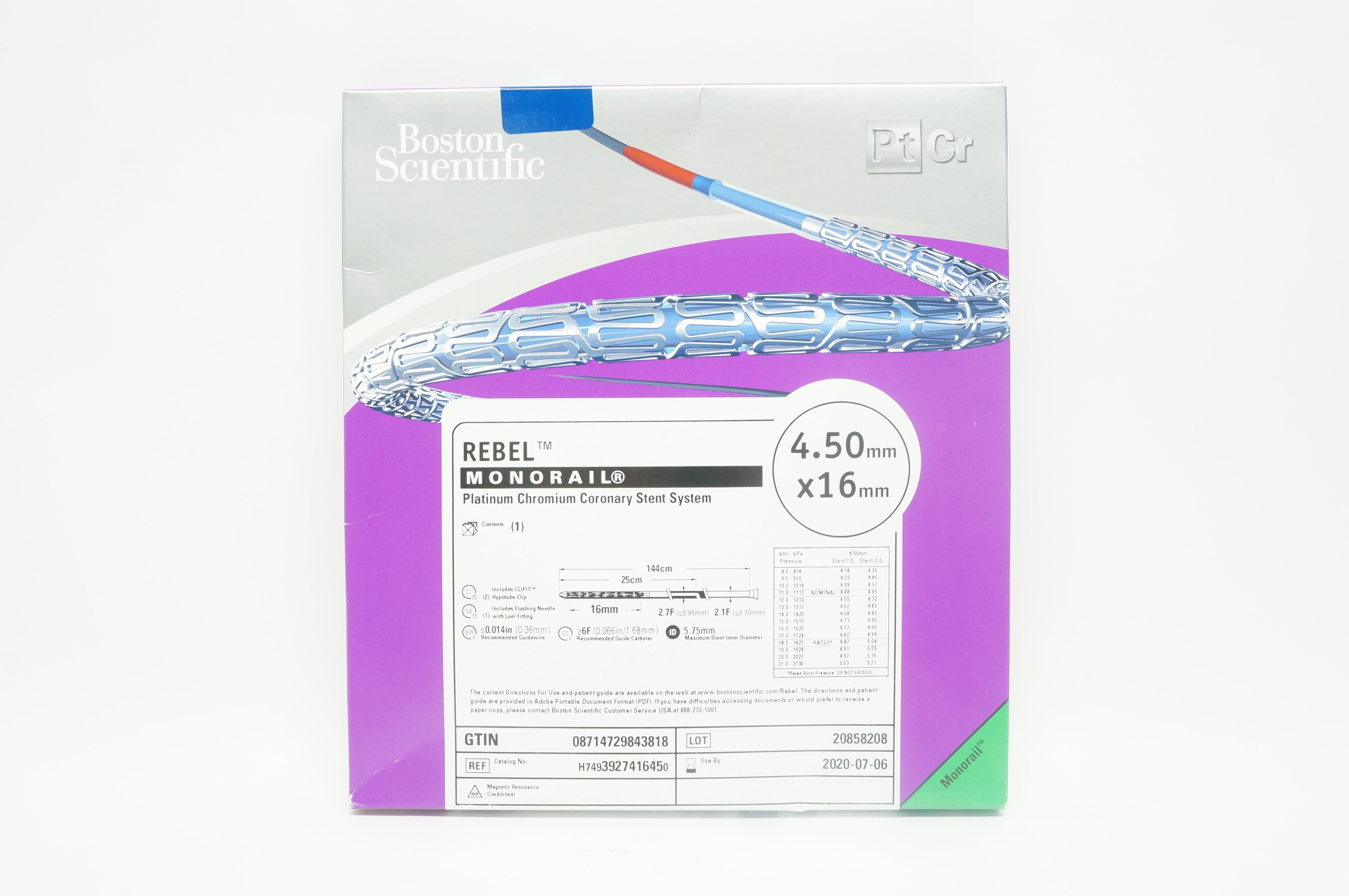 Boston Scientific H7493927416450 Rebel Monorail Stnt System 4.50mm x 16mm (x)