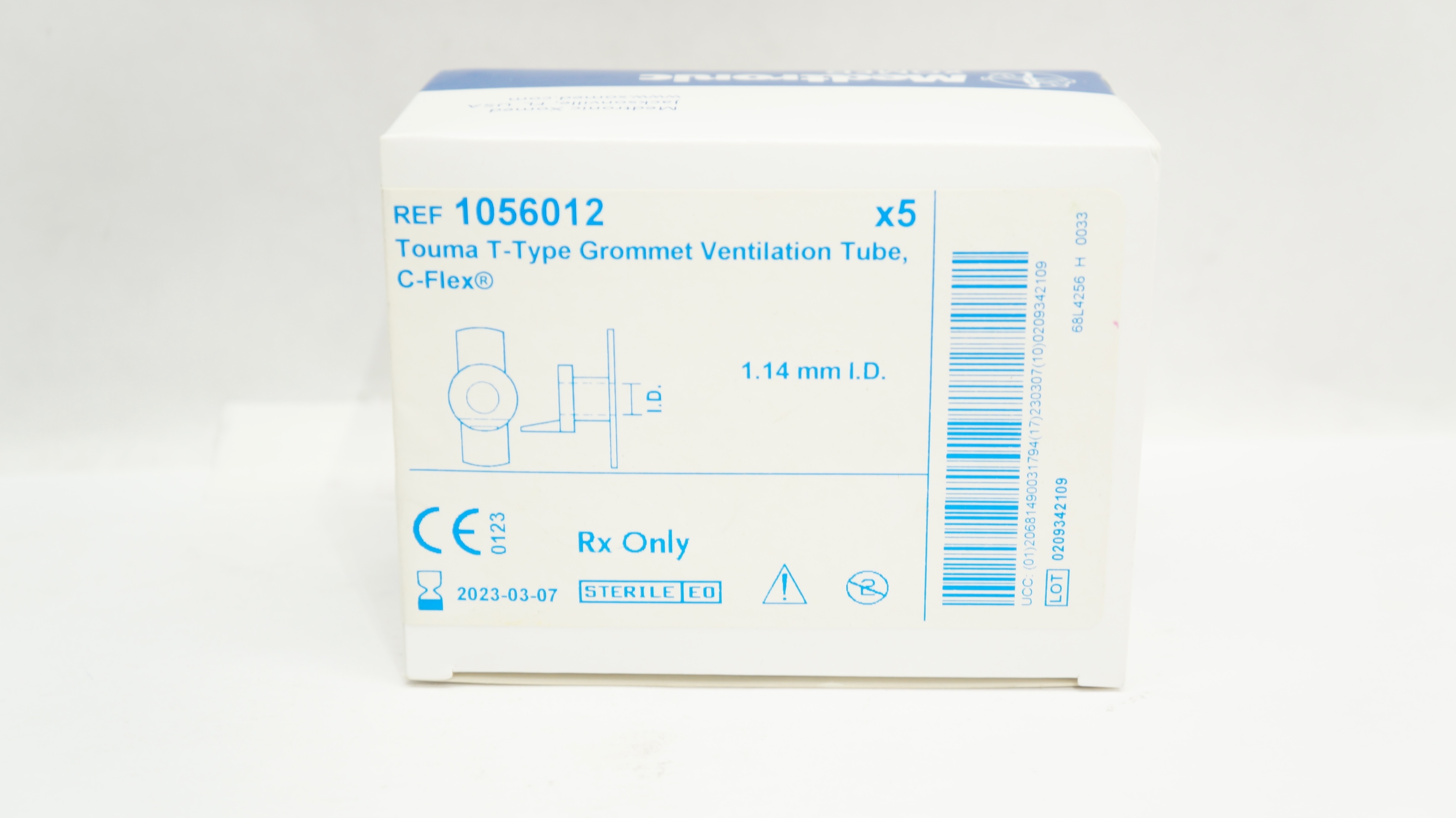 Medtronic 1056012 Touma T-Type Crommet Ventilation Tube 1.14mm (x) - Box of 5