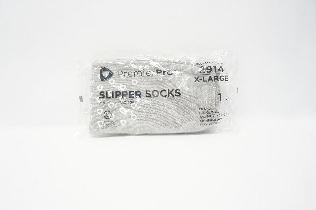 PremierPro 2914 Slipper Socks, Double Tread, Grey, X-Large, 1 Pair