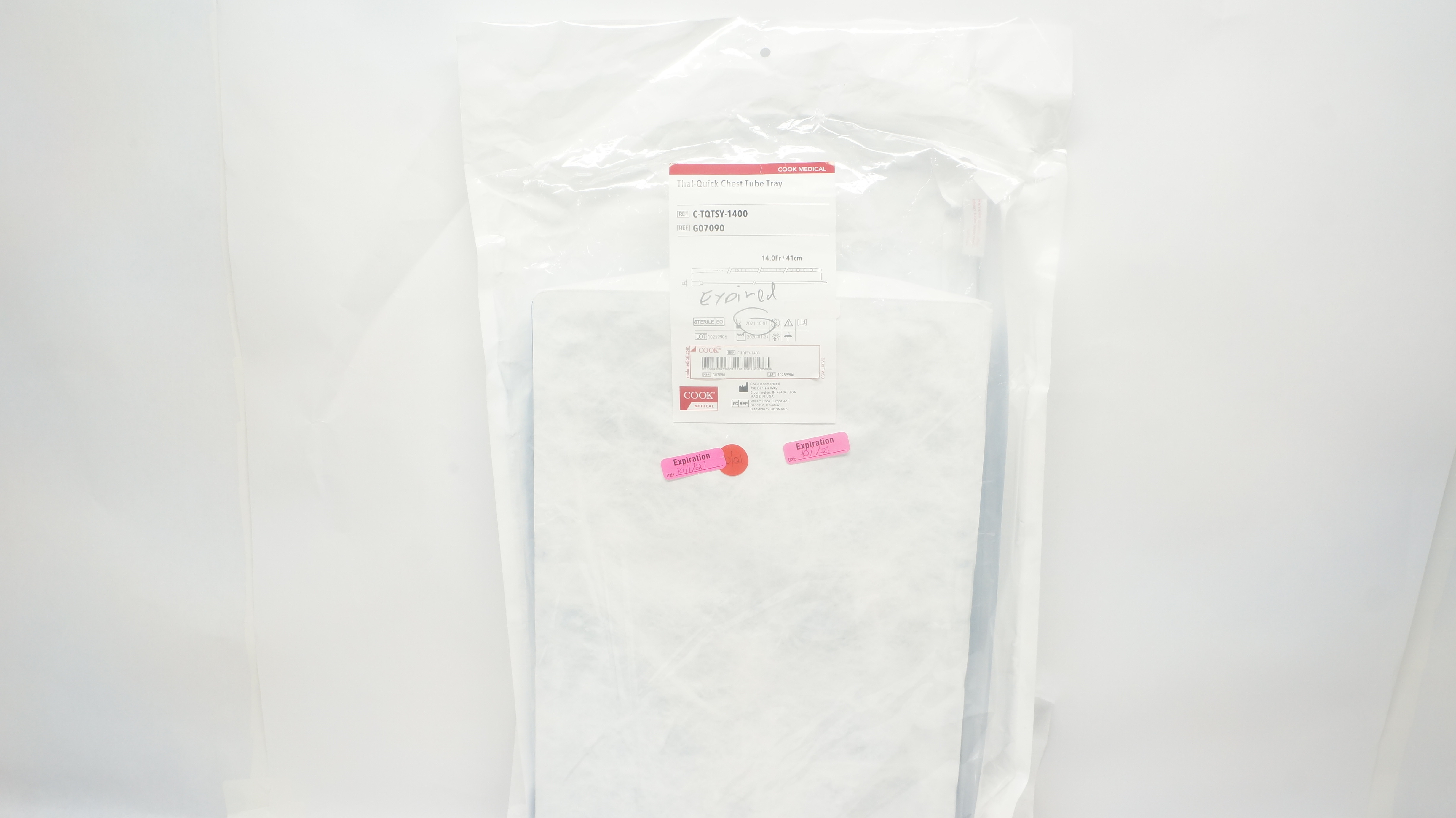 Cook Medical G07090 Thal-Quick Chest Tube Tray 14.0Fr (x)