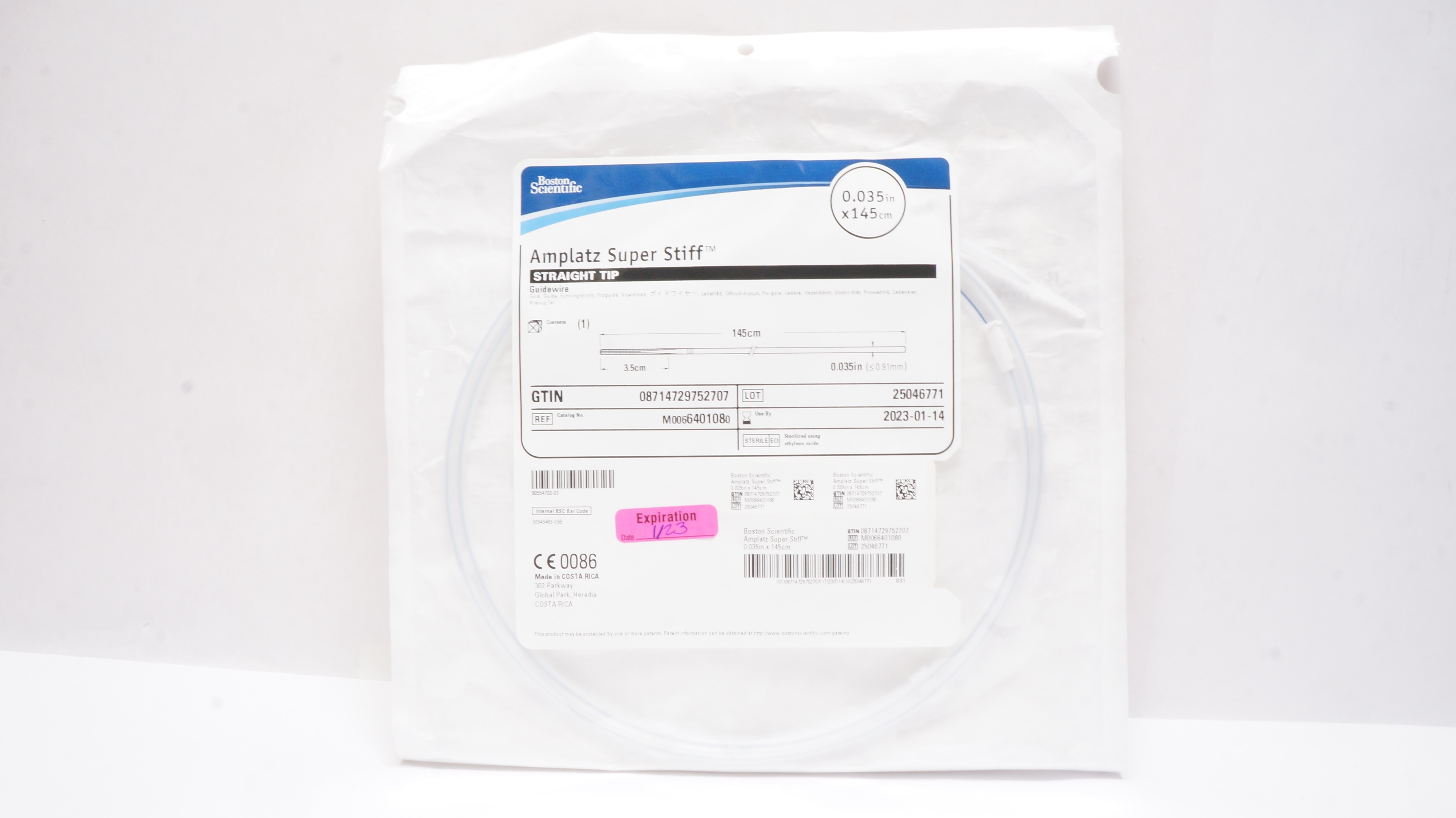 Boston Scientific 640108 Amplatz Super Stiff Straight Tip Guidewire 0.035in (x)