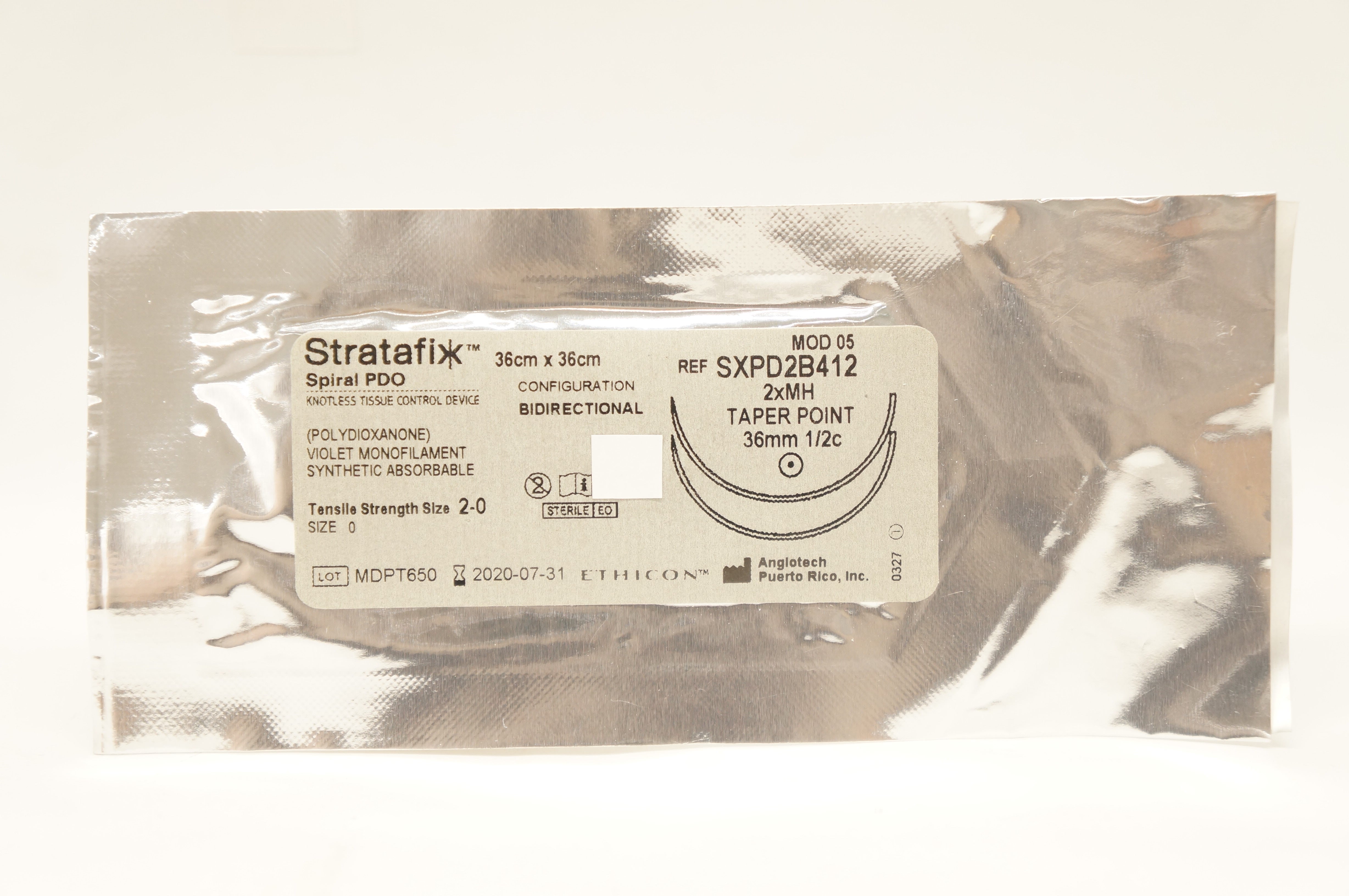 Ethicon SXPD2B412 2-0 Stratafix Stre 2xMH Taper Point 36mm 1/2c 36x36cm(x)