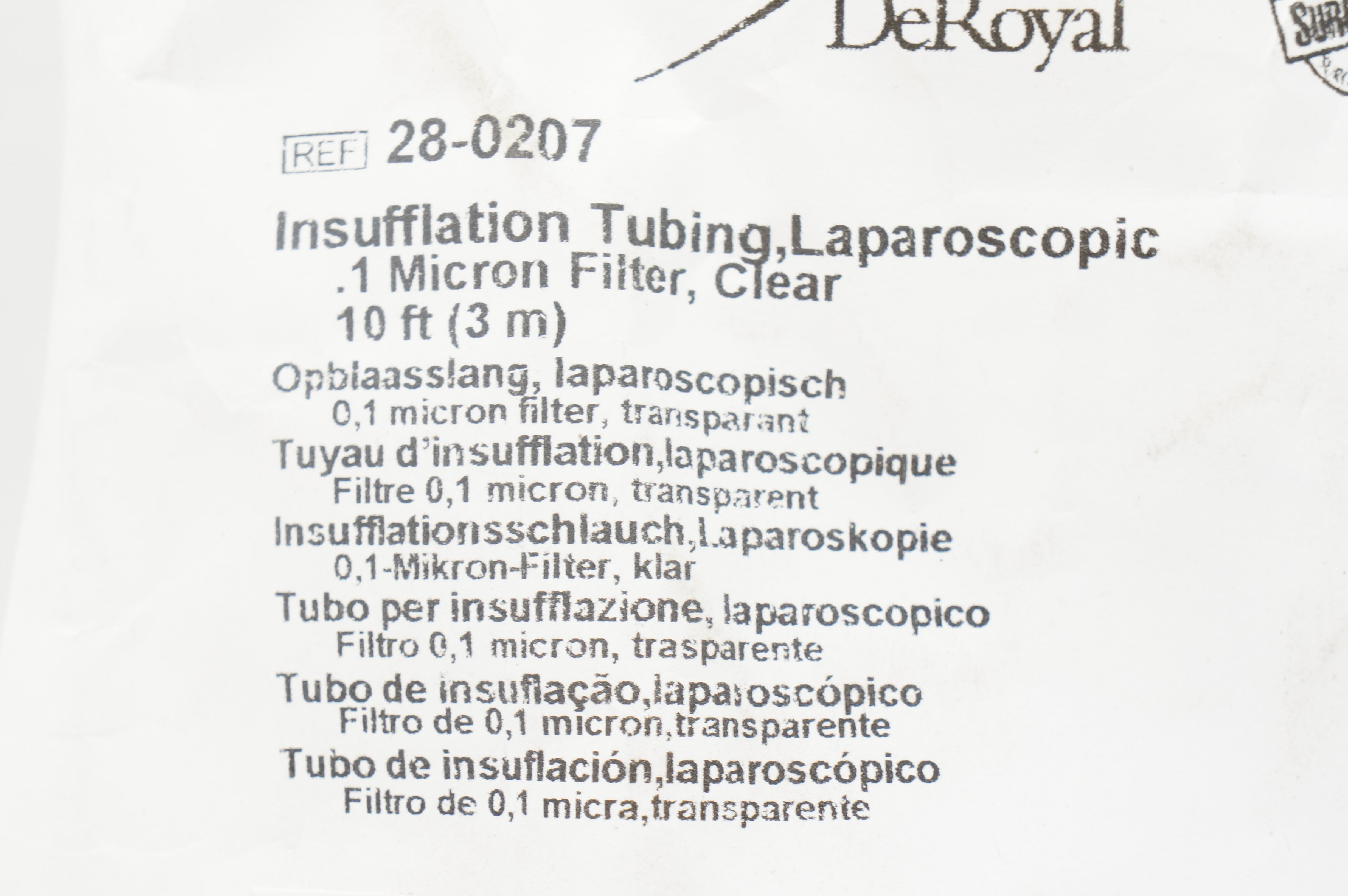 DeRoyal 28-0207 Insufflation Tubing, Laparoscopic 1 Micron Filter Clear, 10ft