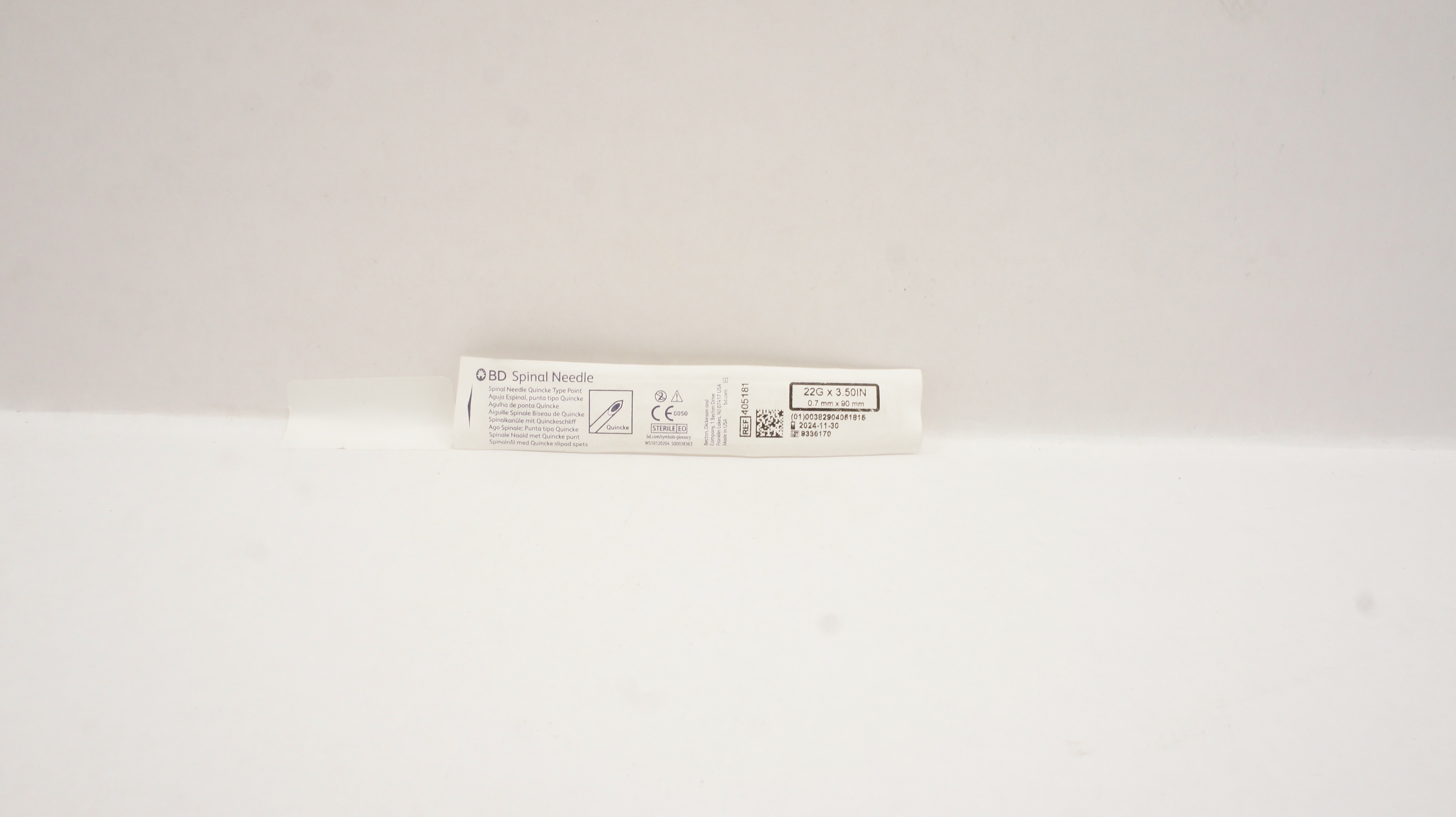 BD 405181 Spinal Ndle Quincke Type Point 22G x 3.50inch