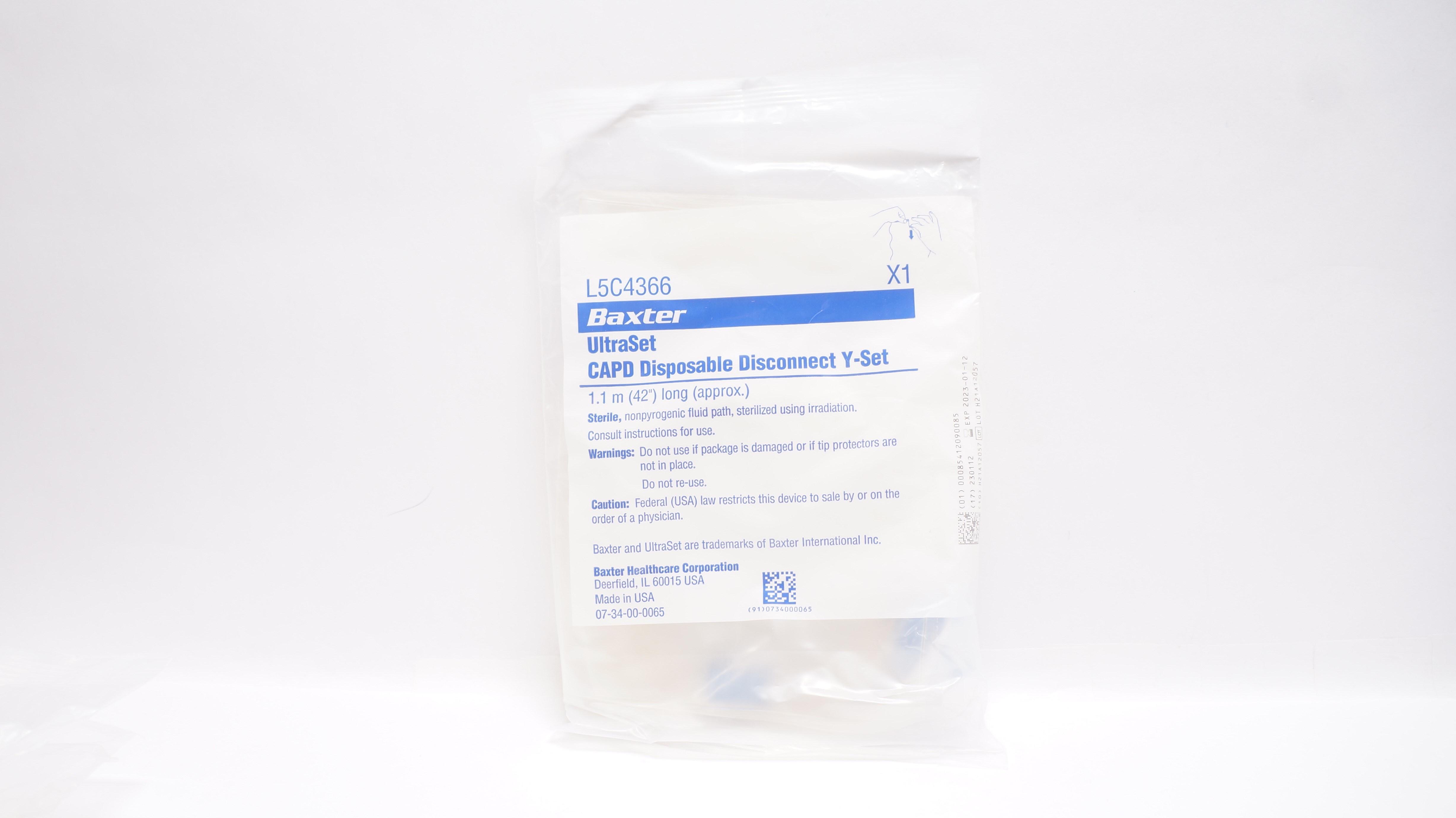 Baxter L5C4366 UltraSet CAPD Disposable Disconnect Y-Set 42inch Long (x)