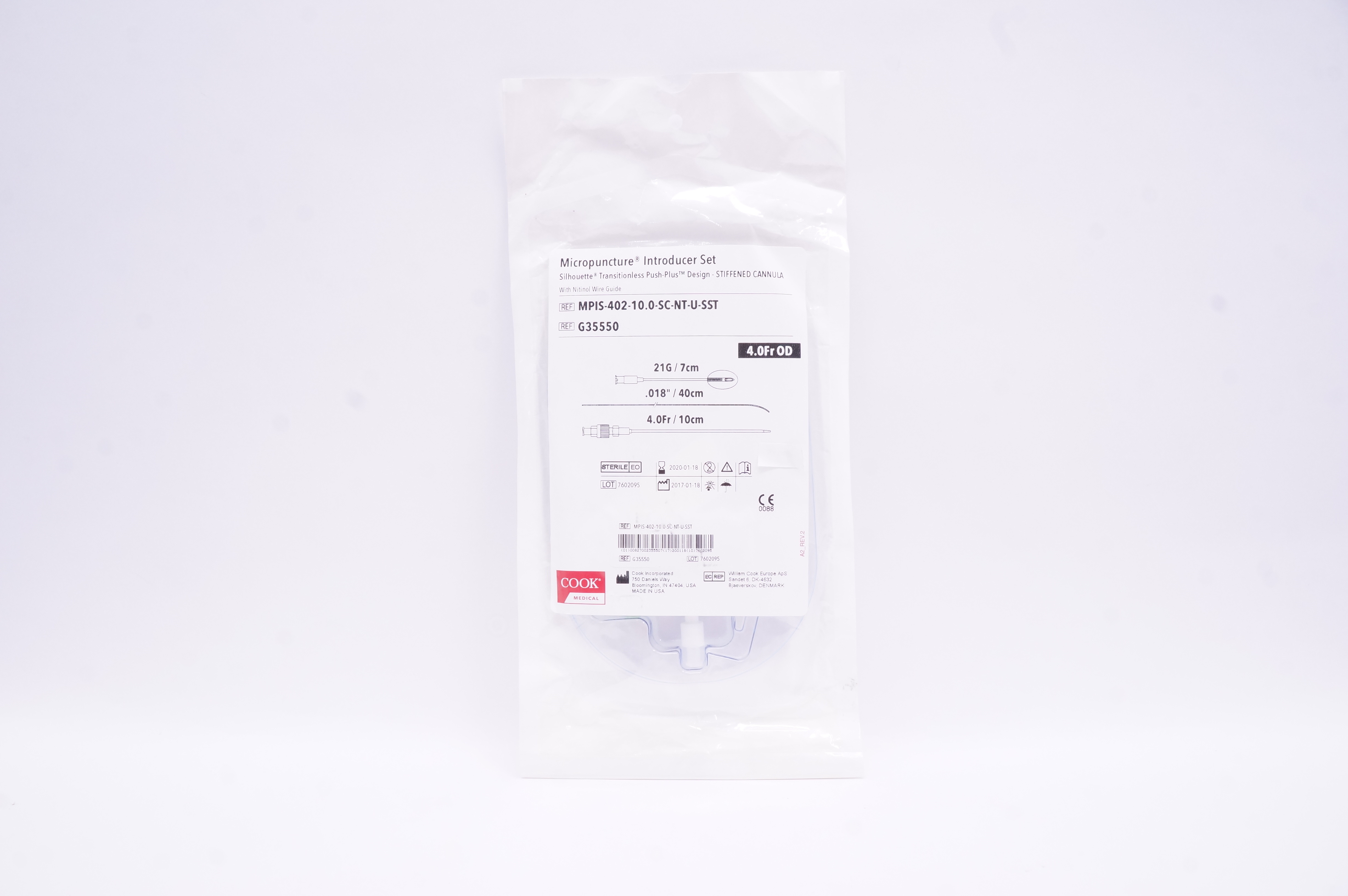 Cook Medical G35550 Micropuncture Introducer Set 4.0 Fr x 21G x .018inch (x)