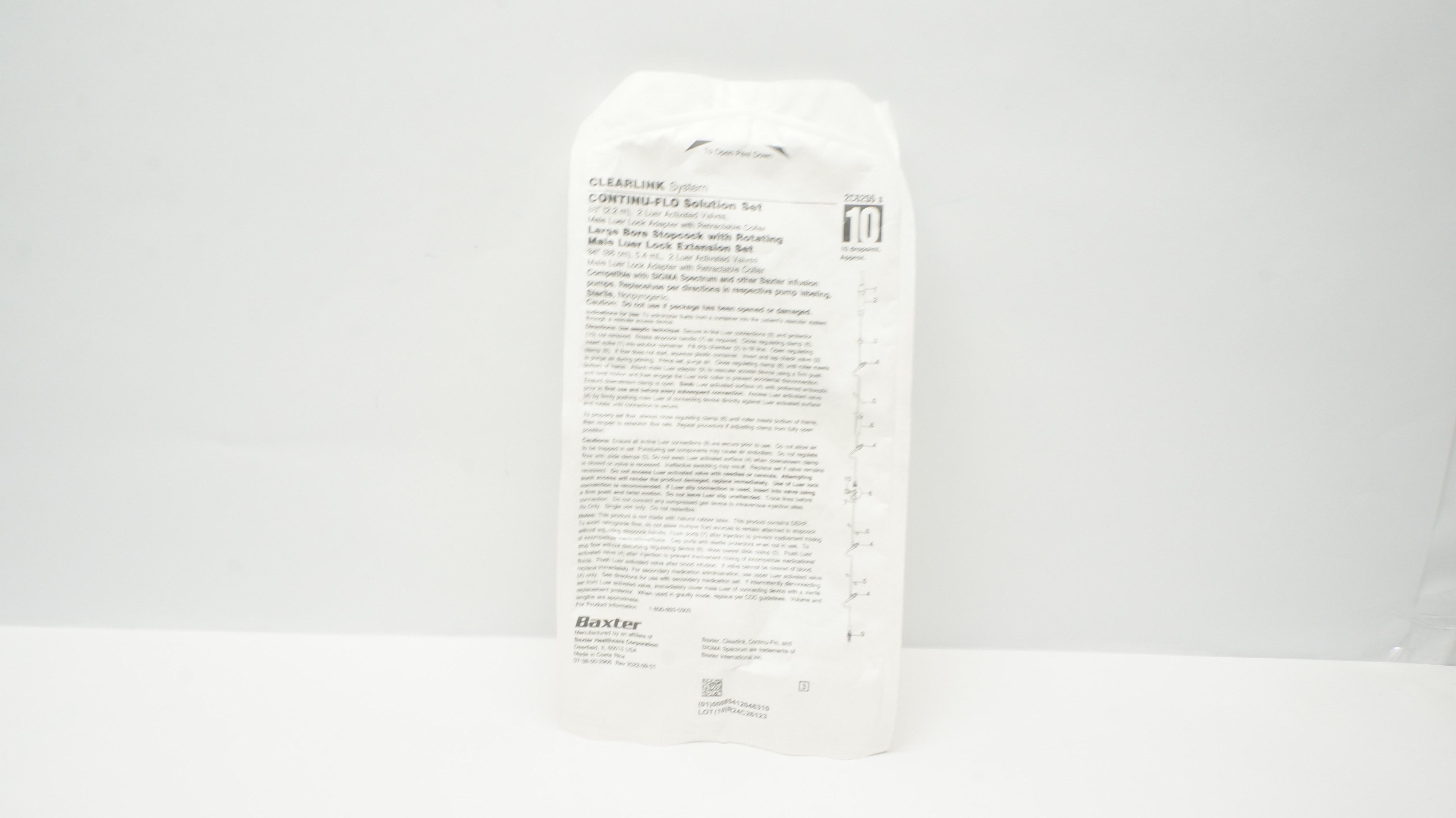 Baxter 2C6255s Clearlink System Continu-Flo Solution Set 88inch 10 drops/mL Appx