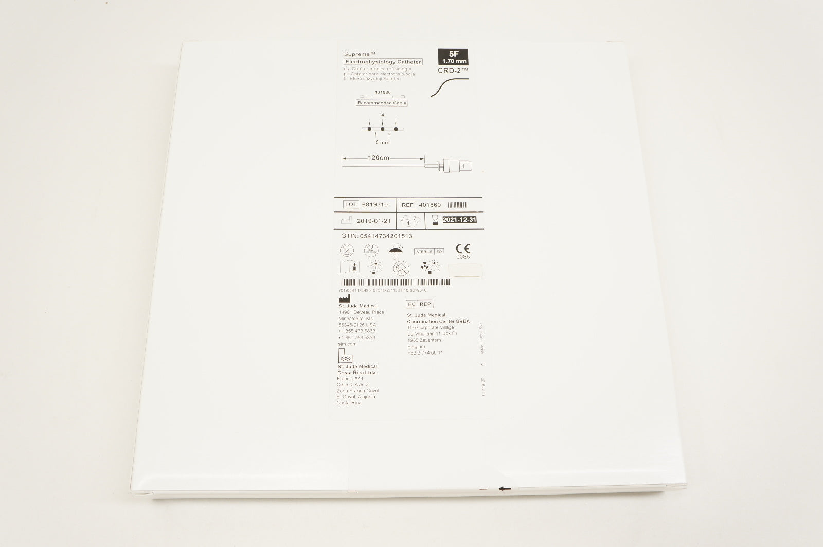 St. Jude Medical 401860 Supreme Electophysiology Cath. 5F, CRD-2