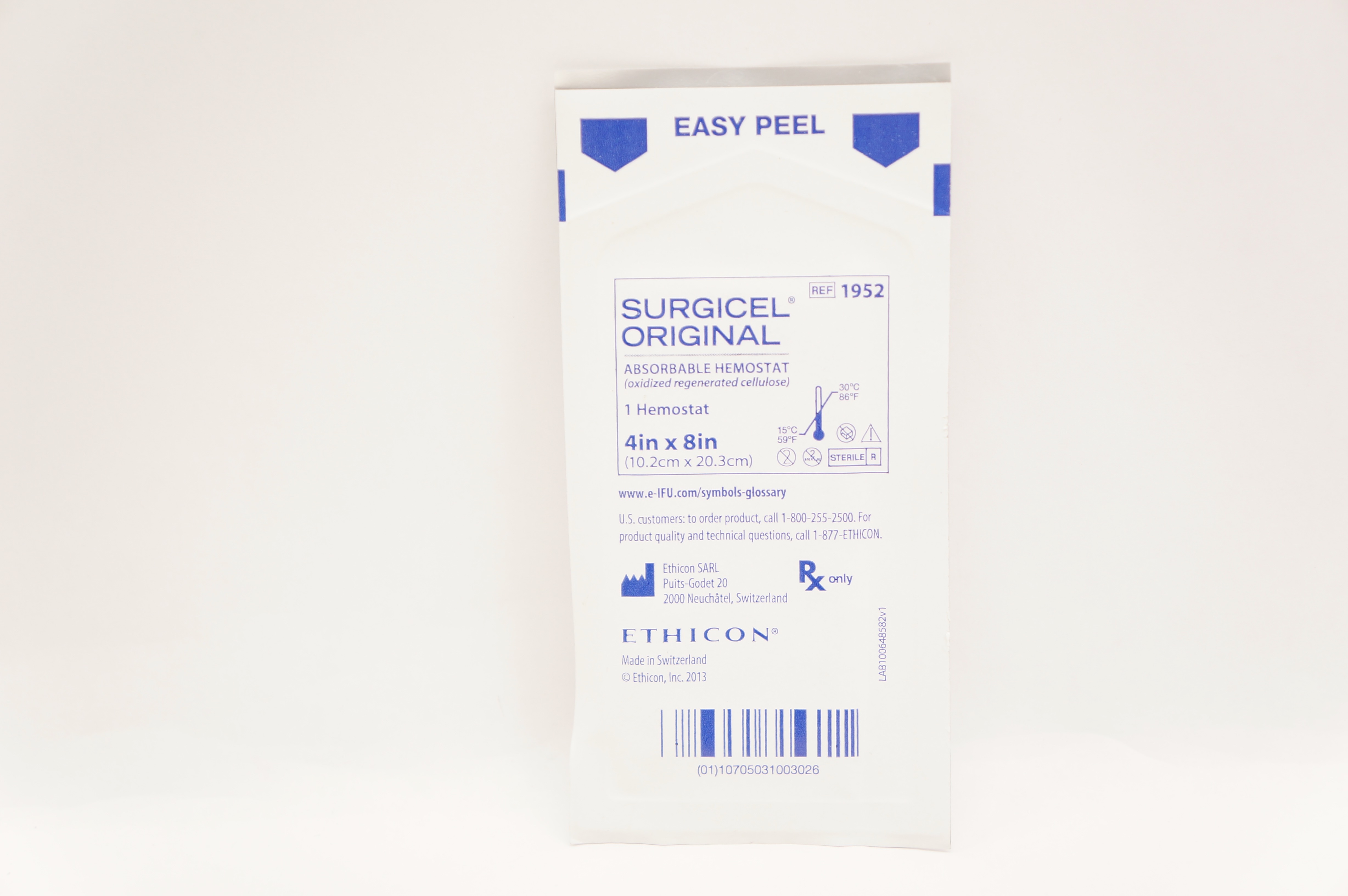 Ethicon 1952 Surgicel Original Absorbable Hemostat 4inch x 8inch