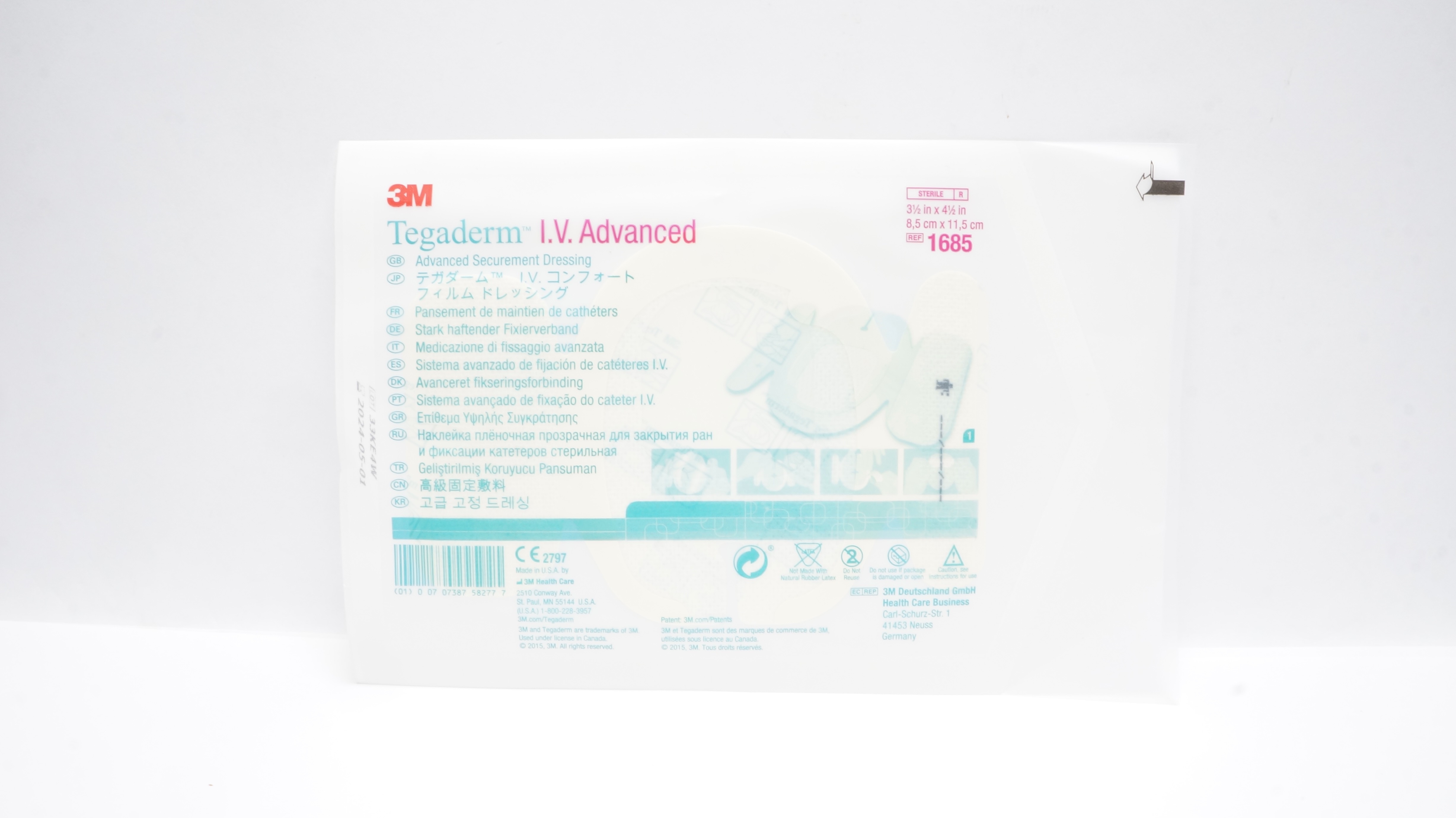 3M 1685 Tegadem I.V. Advanced Securement Dressing 3-1/2 x 4-1/2 inch (x)
