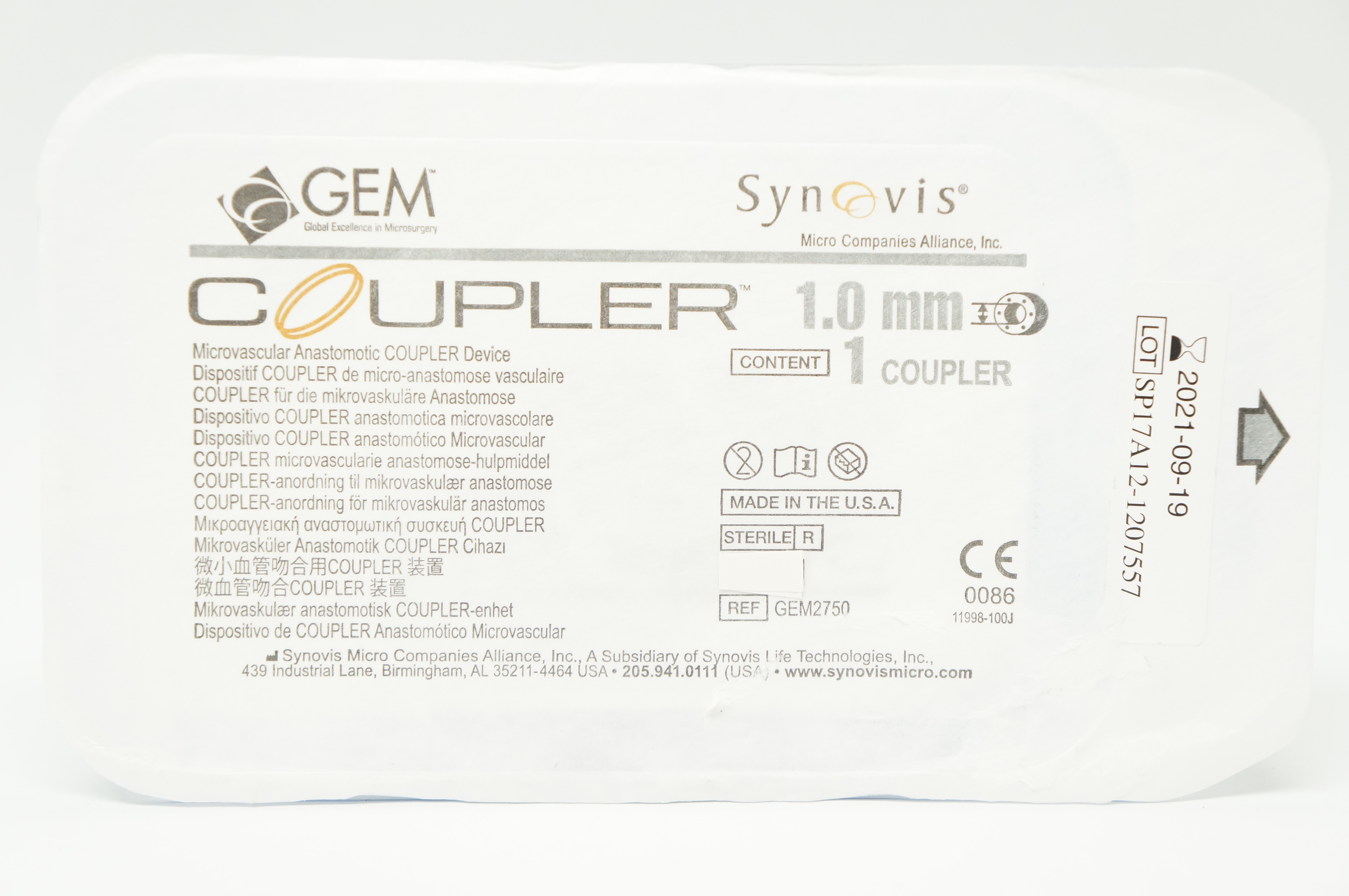 Synovis GEM2750 Coupler Microvascular Anastomotic Device 1.0mm (x)