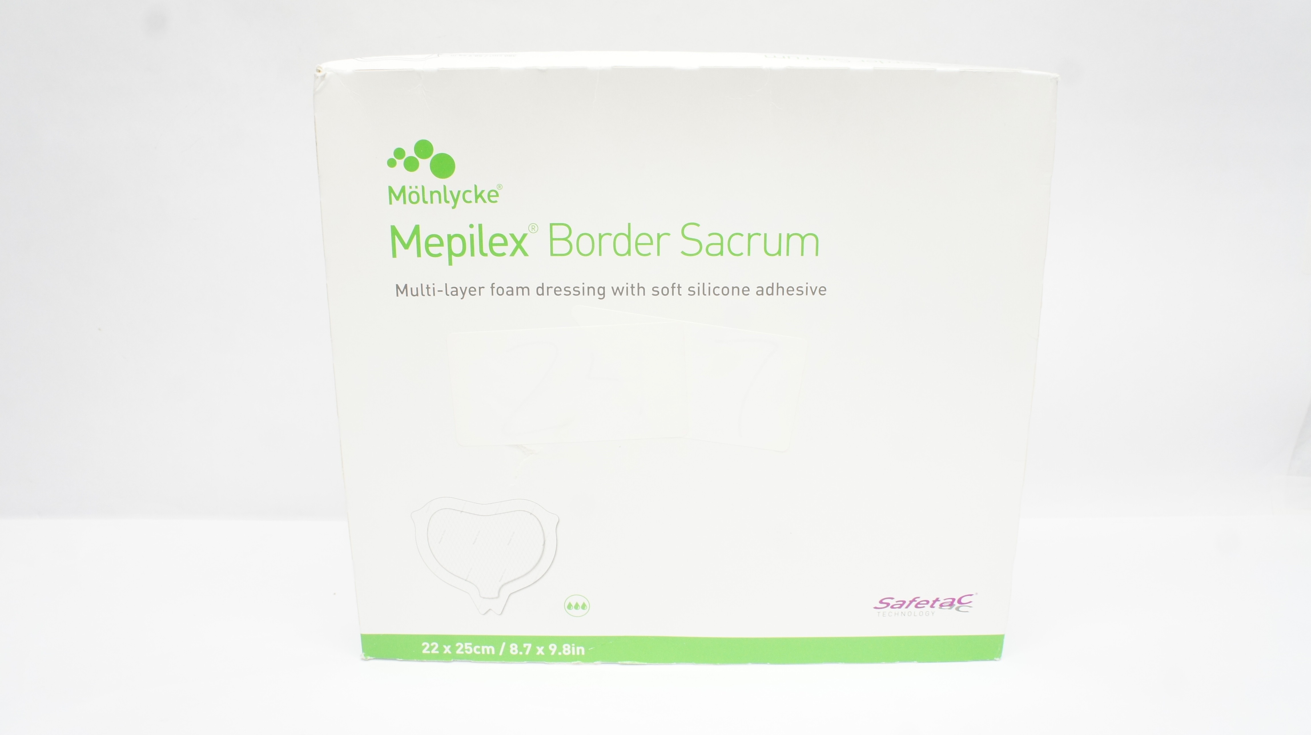 Mölnlycke 282455 Mepilex Border Sacrum Multi-layer Dressing 8.7x9.8in -Box of 10